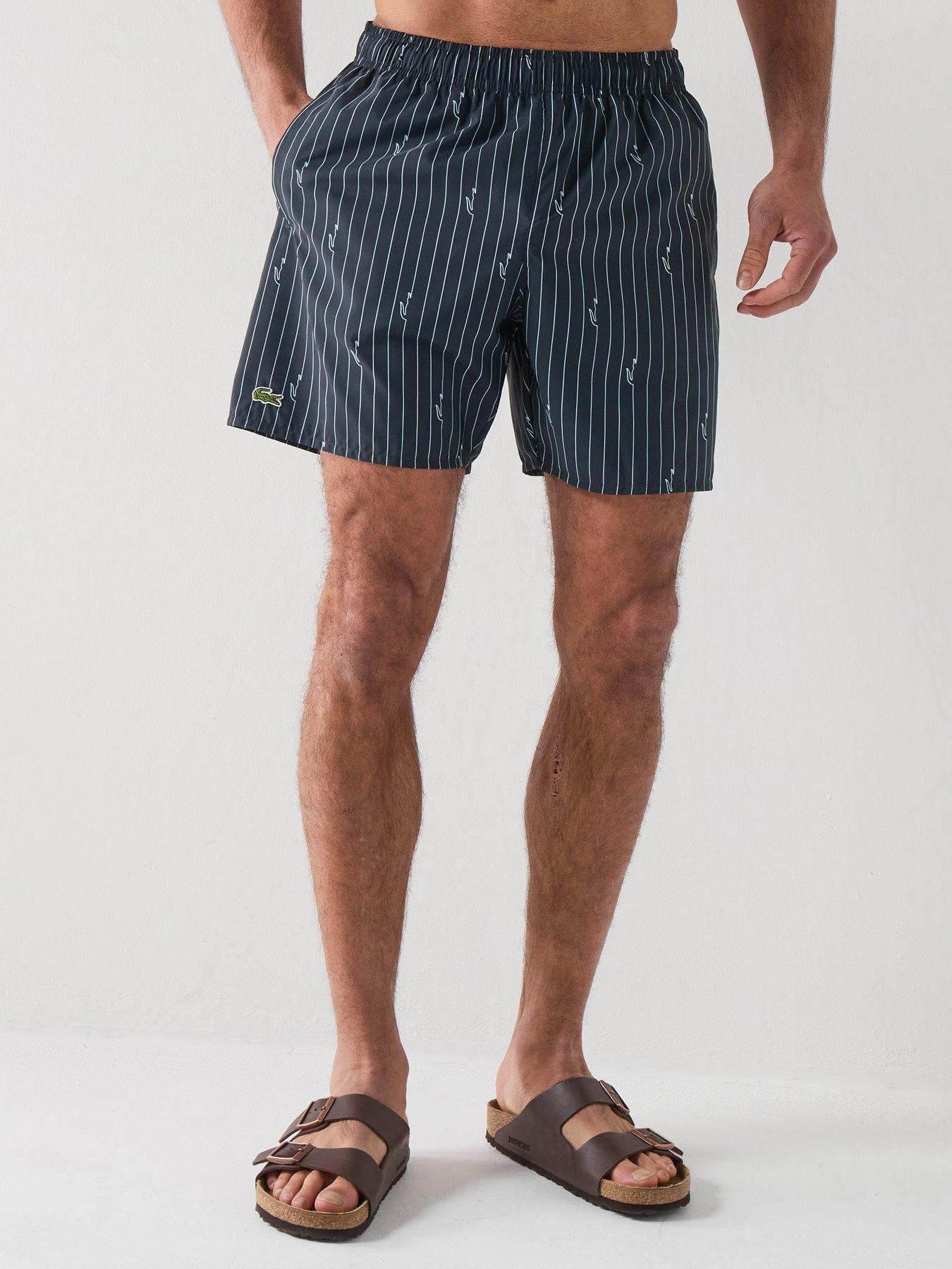 Image 1 of 6 of Lacoste Lacoste Crocodile Print Swim Trunks - Navy