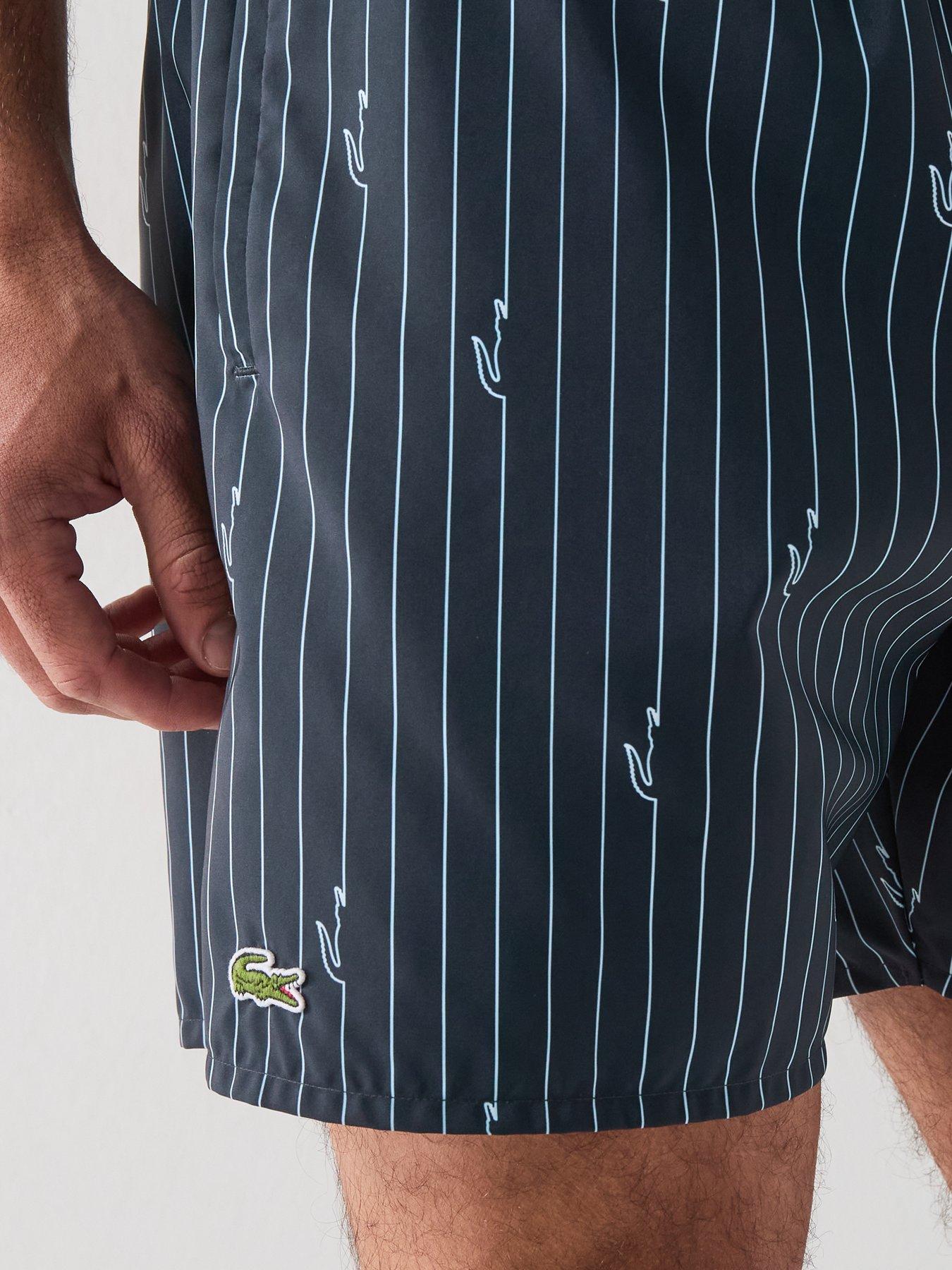 Image 4 of 6 of Lacoste Lacoste Crocodile Print Swim Trunks - Navy