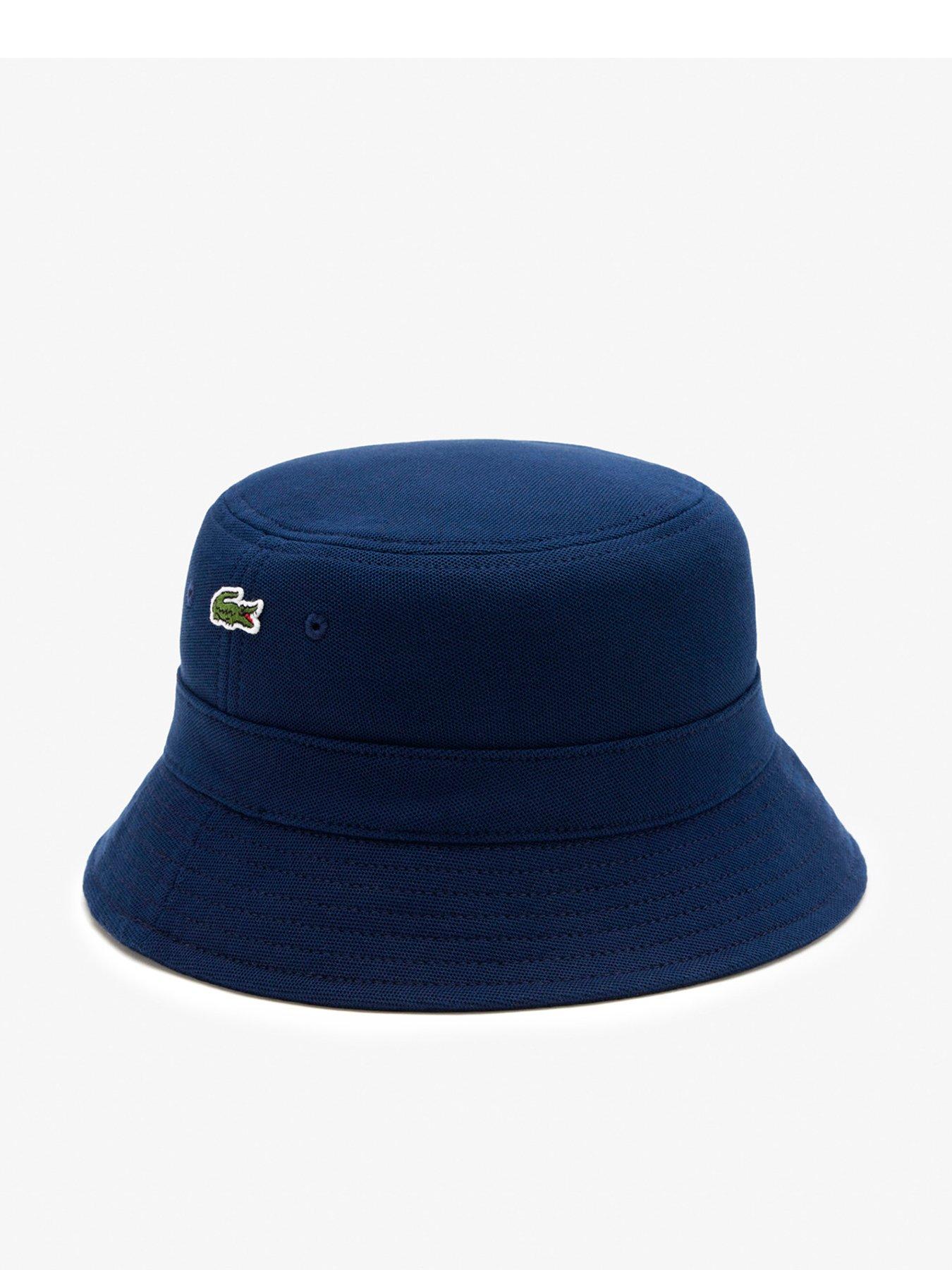 front image of lacoste-pique-bucket-hat-navy