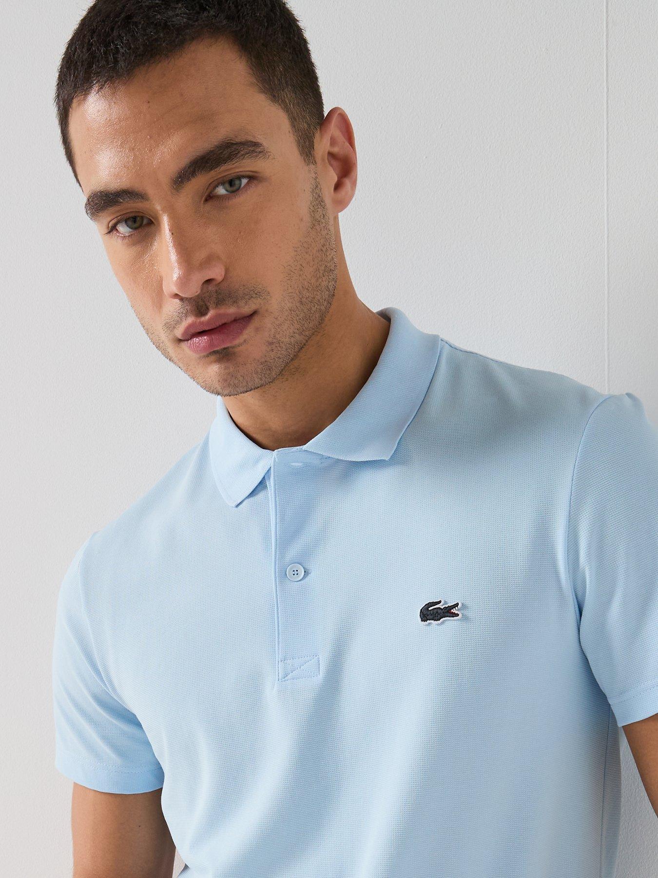 Image 4 of 5 of Lacoste Cotton Blend Ottoman Polo Short - Light Blue