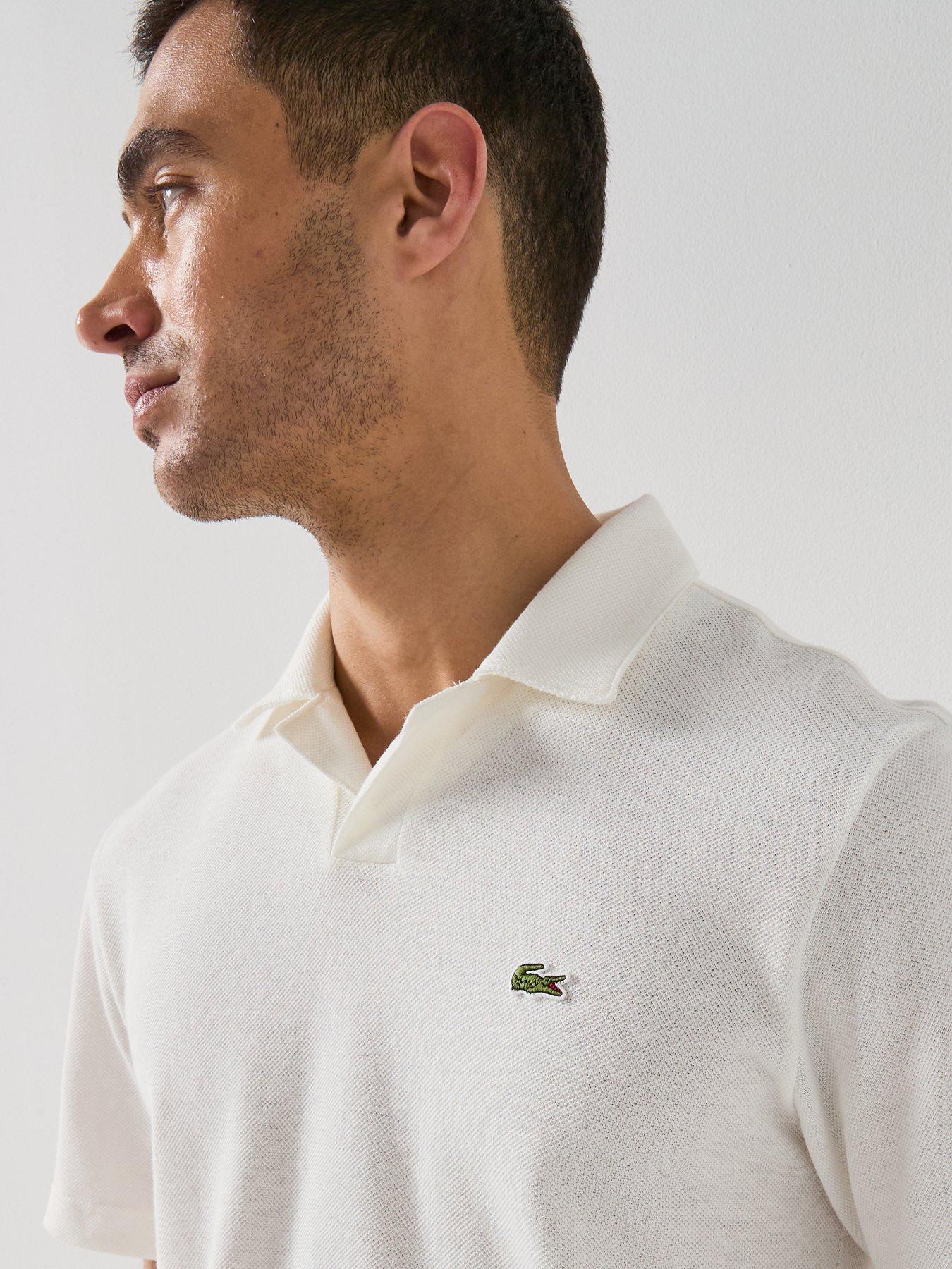 Image 4 of 6 of Lacoste Classic Fit Open Neck Polo Shirt - White