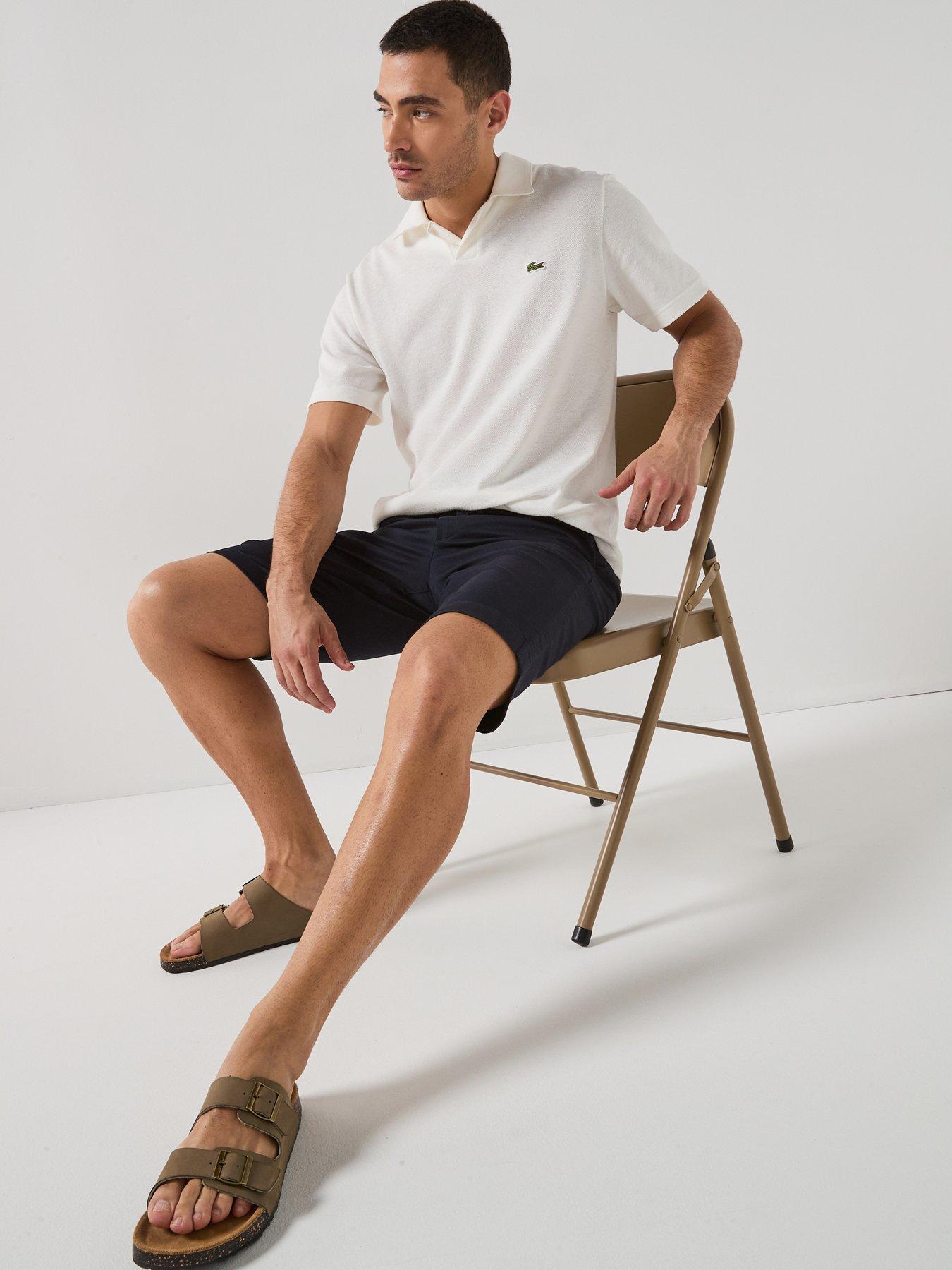Image 6 of 6 of Lacoste Classic Fit Open Neck Polo Shirt - White