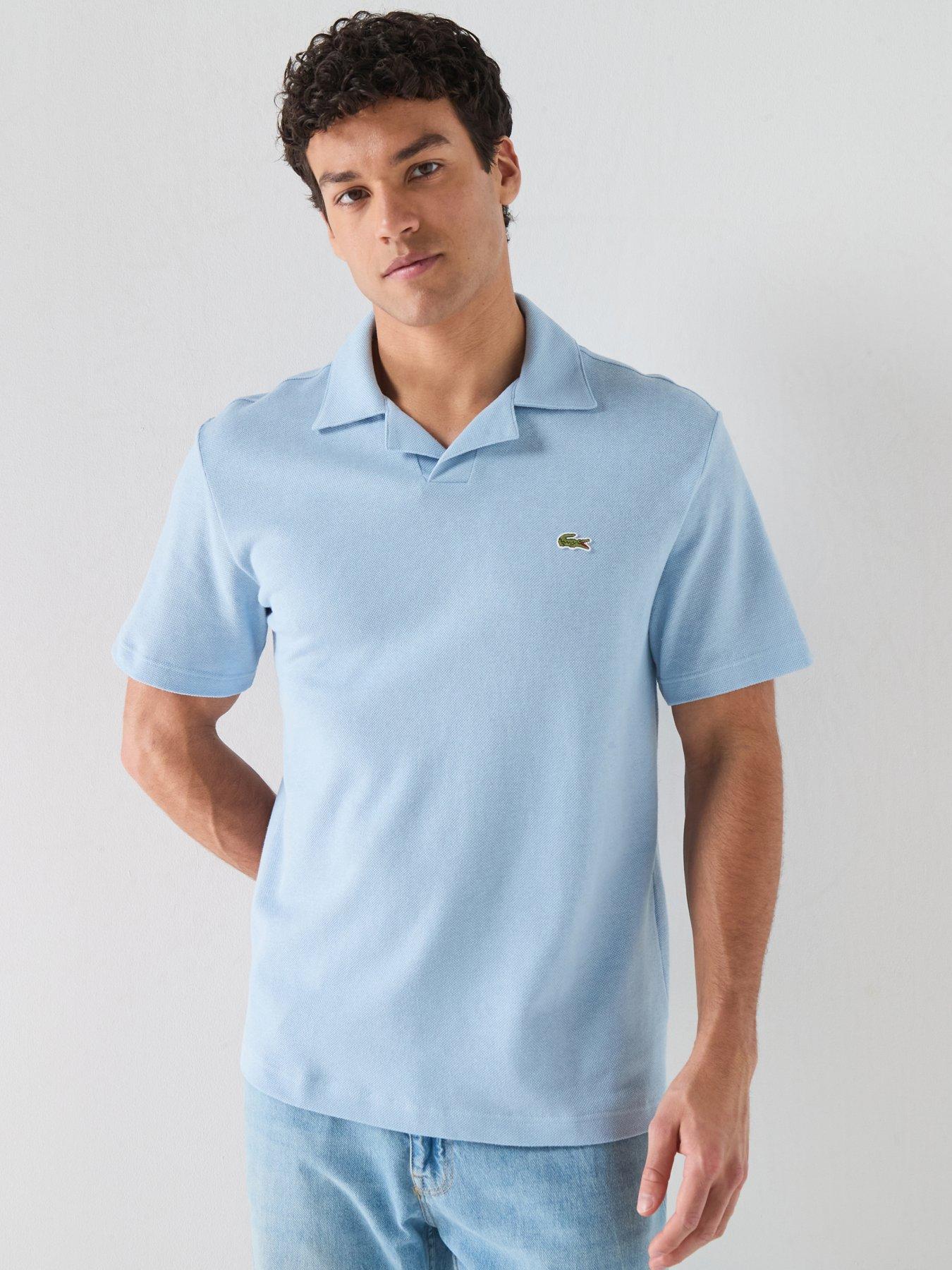 Image 1 of 6 of Lacoste Classic Fit Open Neck Polo Shirt &ndash; Blue