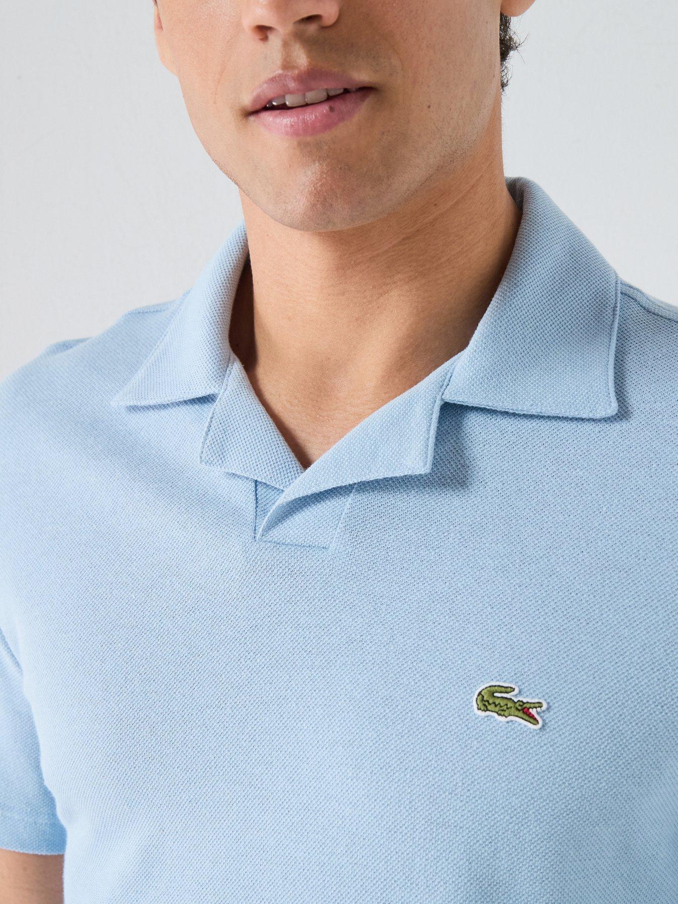 Image 5 of 6 of Lacoste Classic Fit Open Neck Polo Shirt &ndash; Blue