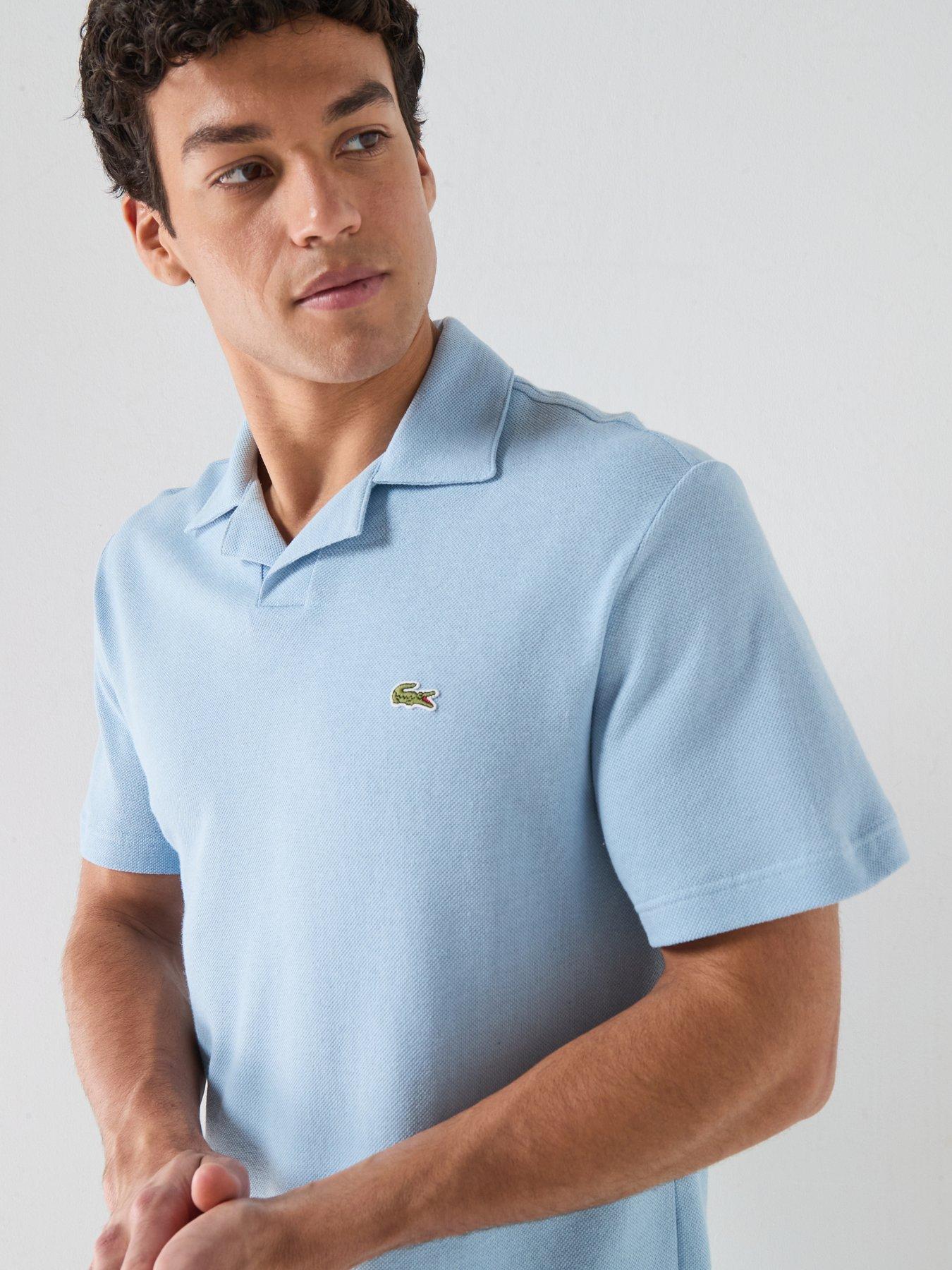 Image 6 of 6 of Lacoste Classic Fit Open Neck Polo Shirt &ndash; Blue