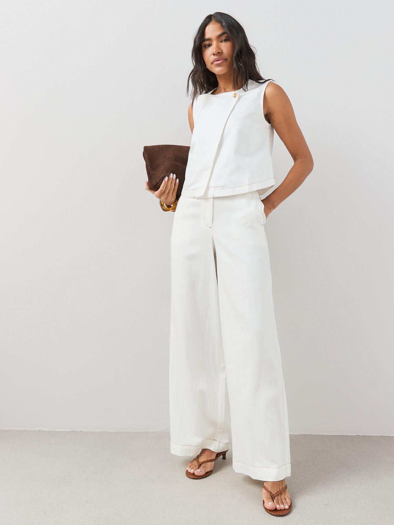 The Very Collection Scalloped Pocket Detail Co-Ord Trousers - White