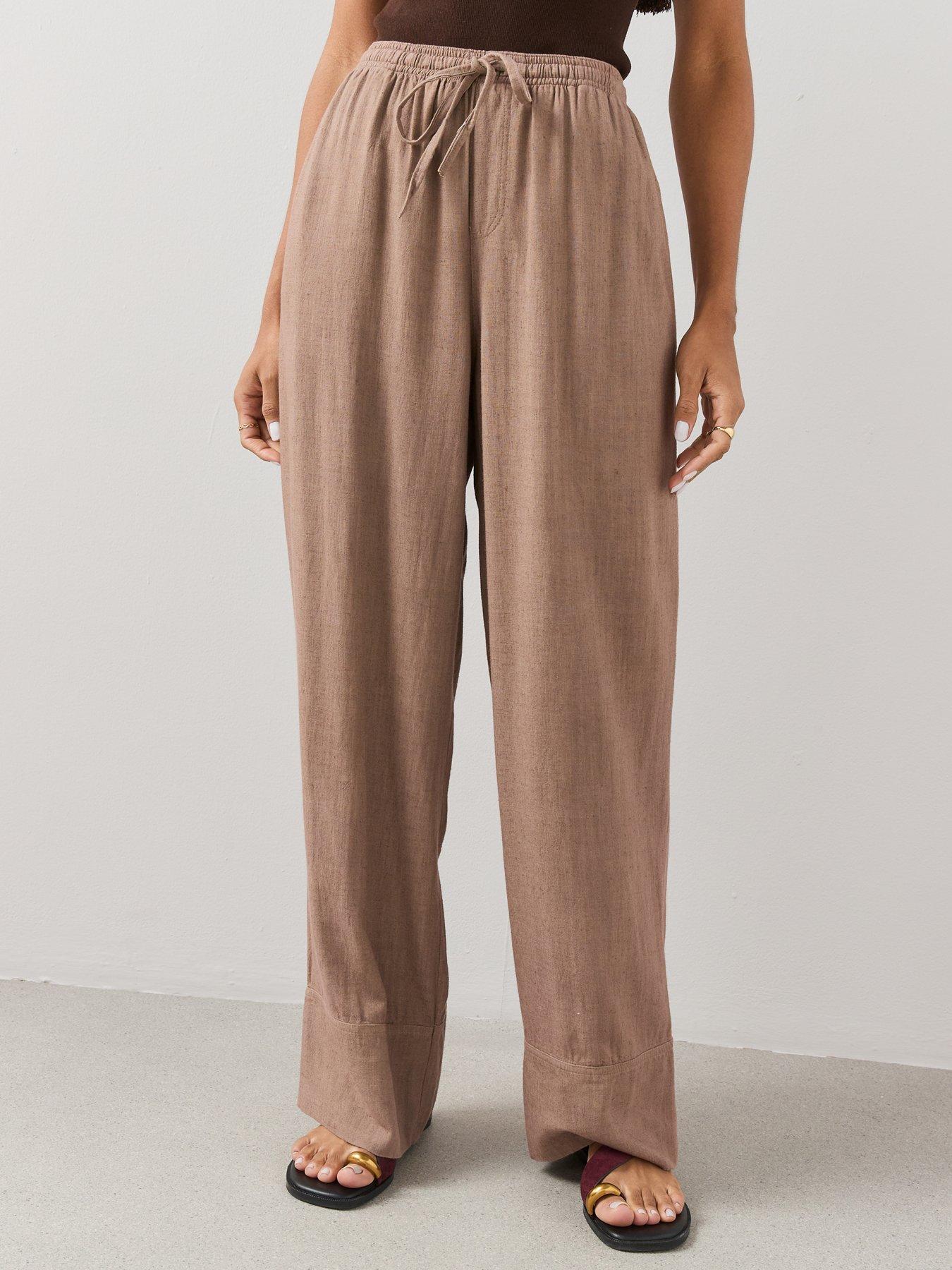 Image 5 of 6 of The Very Collection Soft Touch Wide Leg Co-Ord Trousers - Brown
