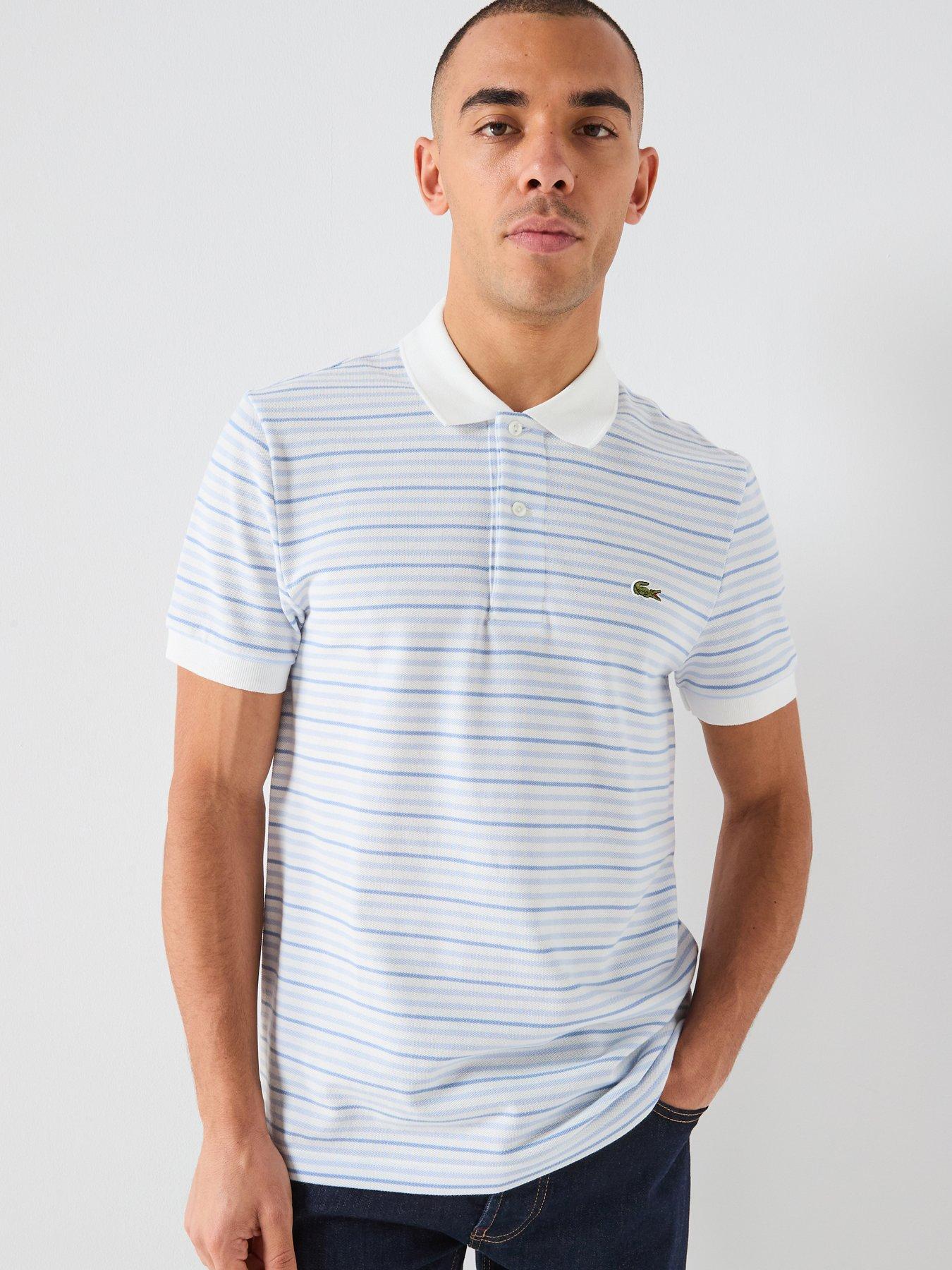 Lacoste Lacoste Regular Fit Striped Mini-pique Polo Shirt - Blue