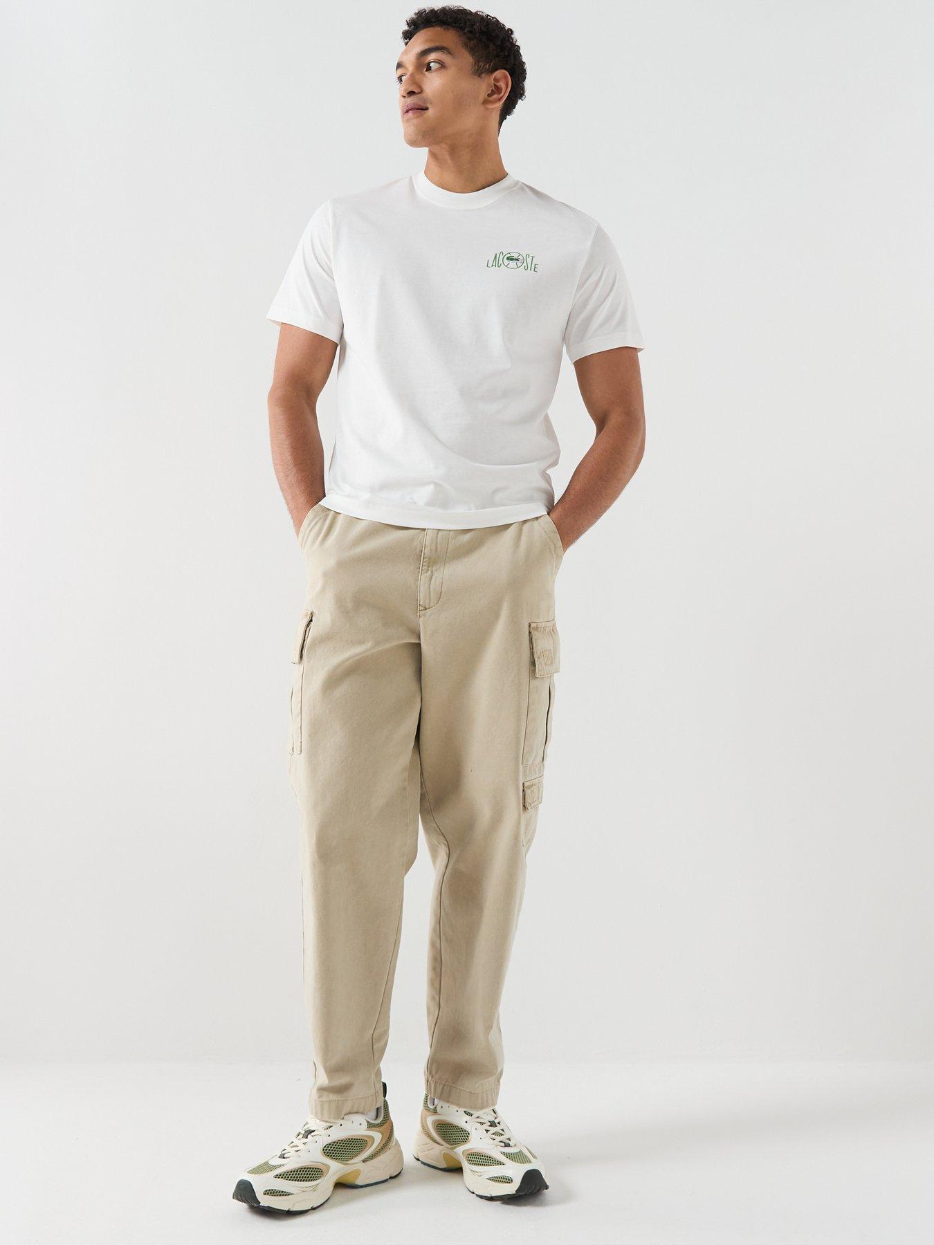 Image 3 of 6 of Lacoste Classic Fit Back Print Tennis Court Cotton T-Shirt&nbsp;- White