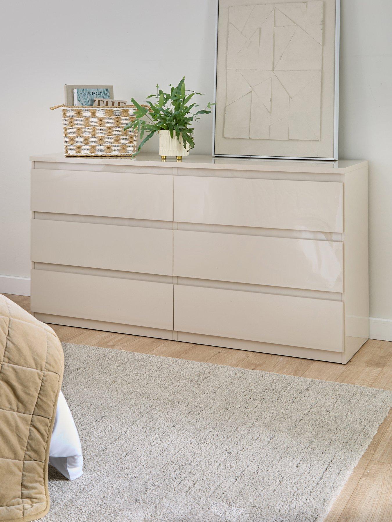 Image 1 of 7 of The Very Collection Layton Gloss 6 Drawer Chest - Oatmeal - FSC&reg; Certified