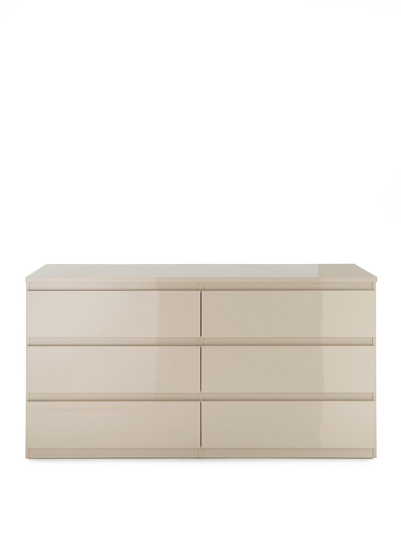 Image 2 of 7 of The Very Collection Layton Gloss 6 Drawer Chest - Oatmeal - FSC&reg; Certified
