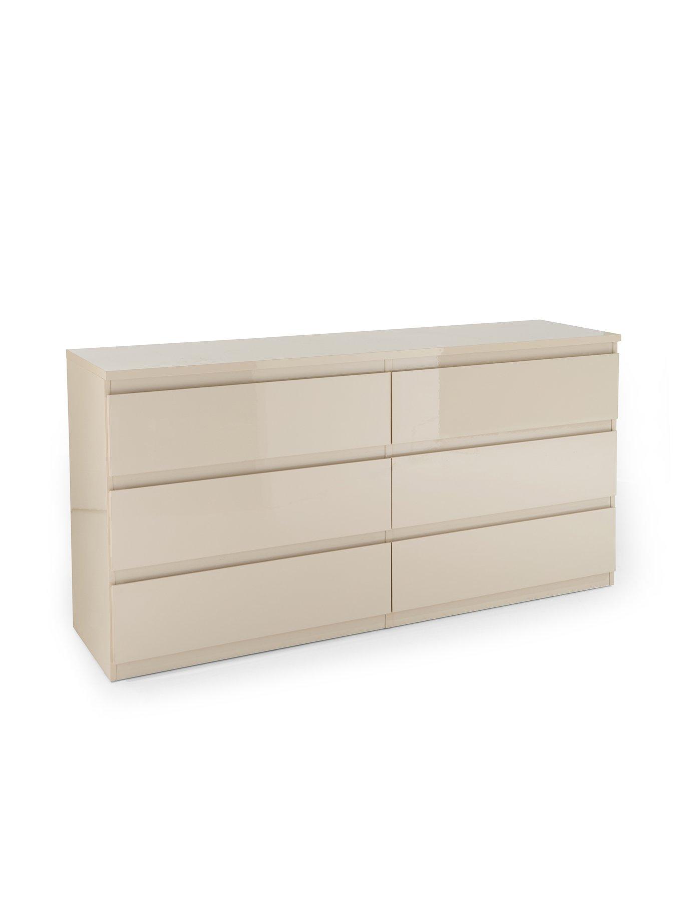 Image 3 of 7 of The Very Collection Layton Gloss 6 Drawer Chest - Oatmeal - FSC&reg; Certified