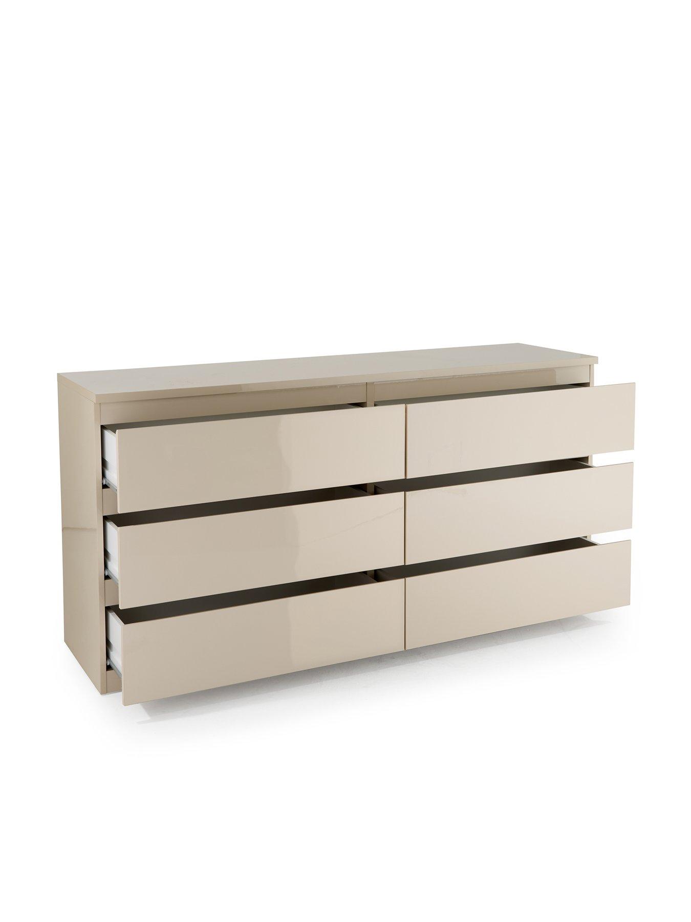 Image 4 of 7 of The Very Collection Layton Gloss 6 Drawer Chest - Oatmeal - FSC&reg; Certified