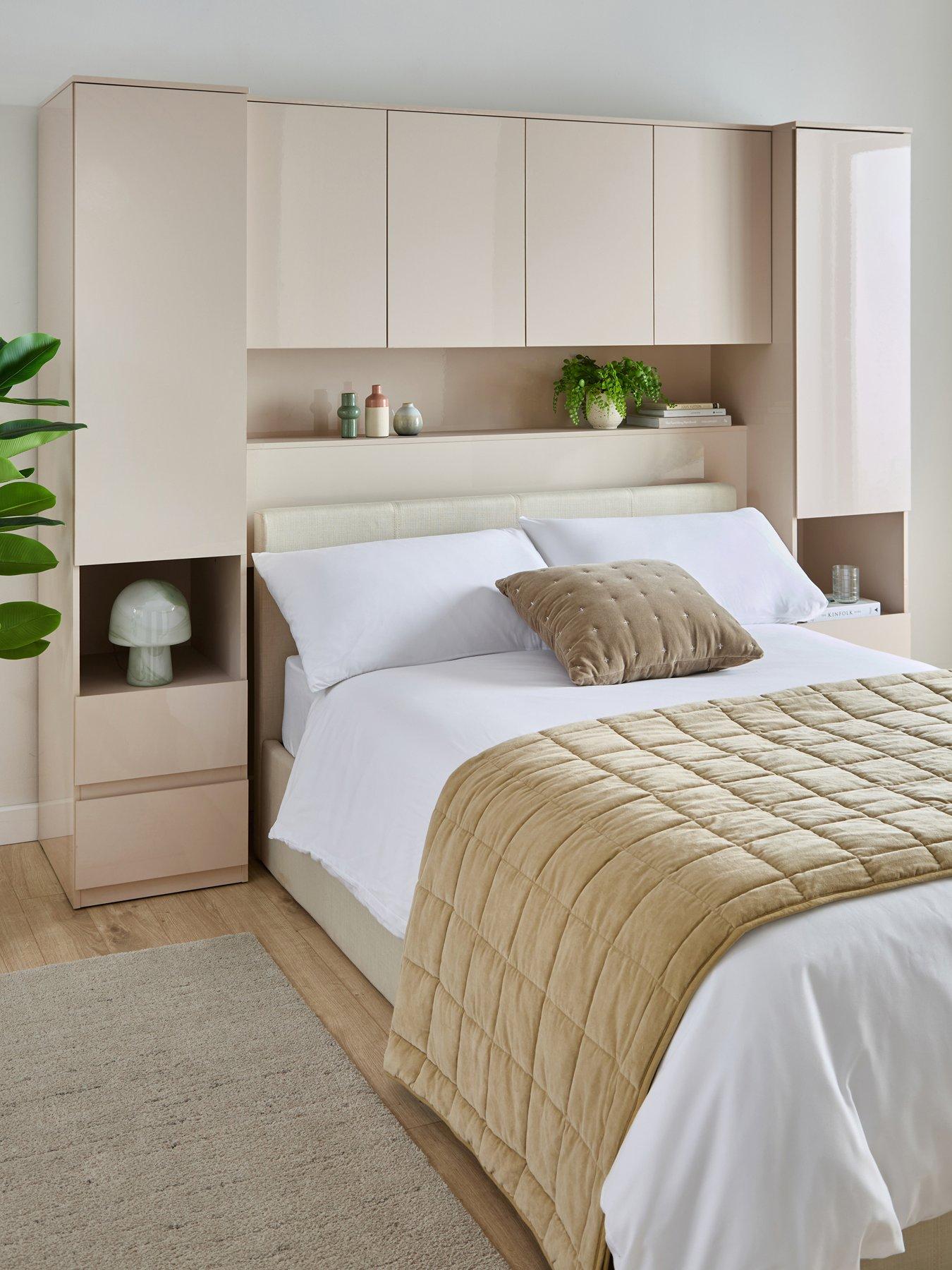 Image 1 of 7 of The Very Collection Layton Gloss Overbed Unit - Oatmeal