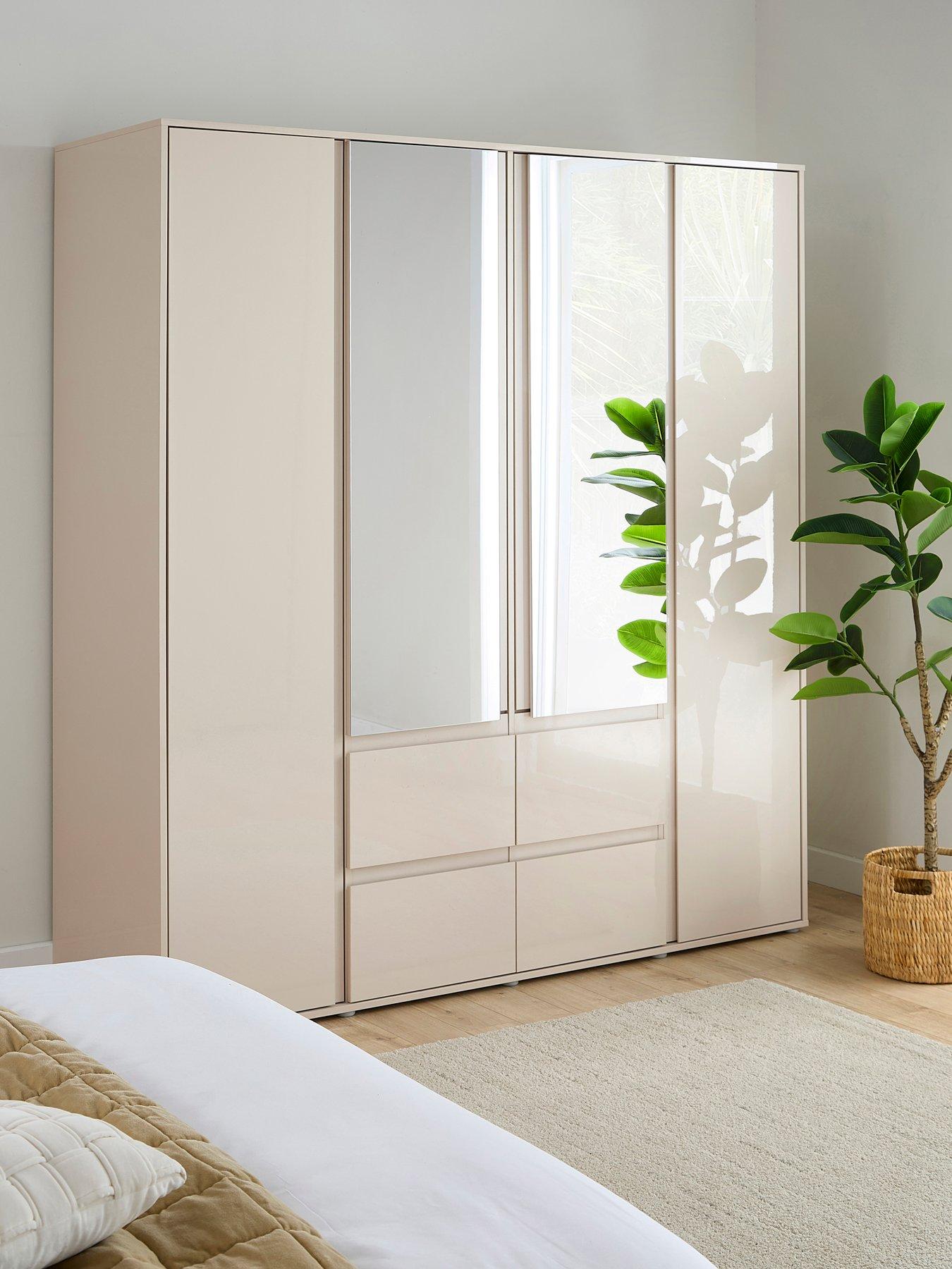 Image 1 of 7 of The Very Collection Layton Gloss 4 Door, 4 Drawer&nbsp;Combi Wardrobe - Oatmeal - FSC&reg; Certified