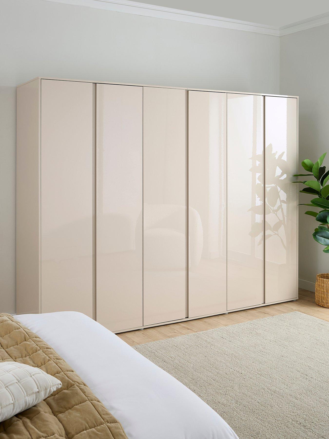 The Very Collection Layton Gloss 6 Door Wardrobe - Oatmeal - FSC® Certified