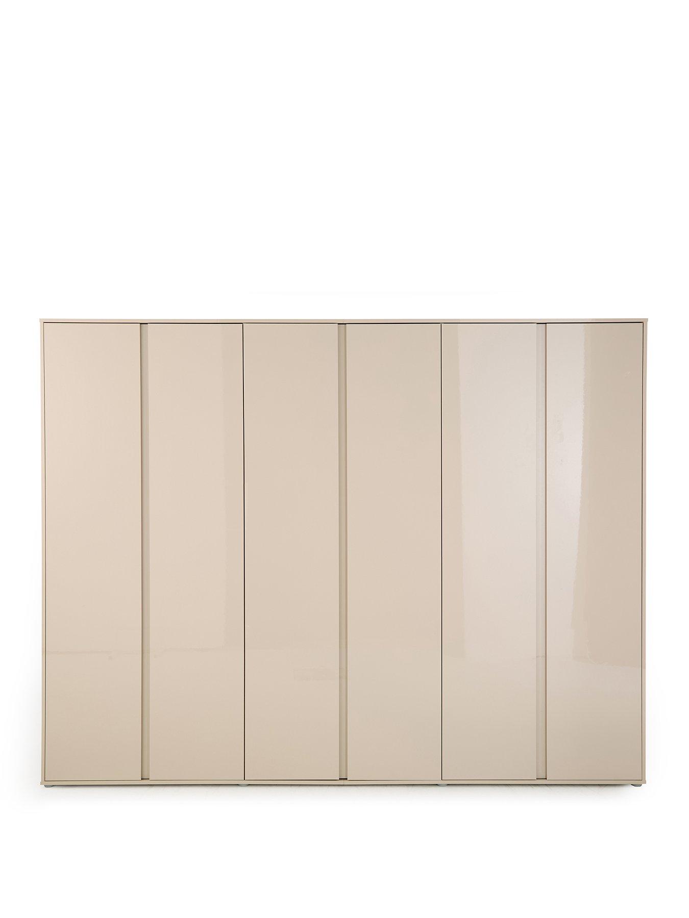 Image 2 of 7 of The Very Collection Layton Gloss 6 Door Wardrobe - Oatmeal - FSC&reg; Certified