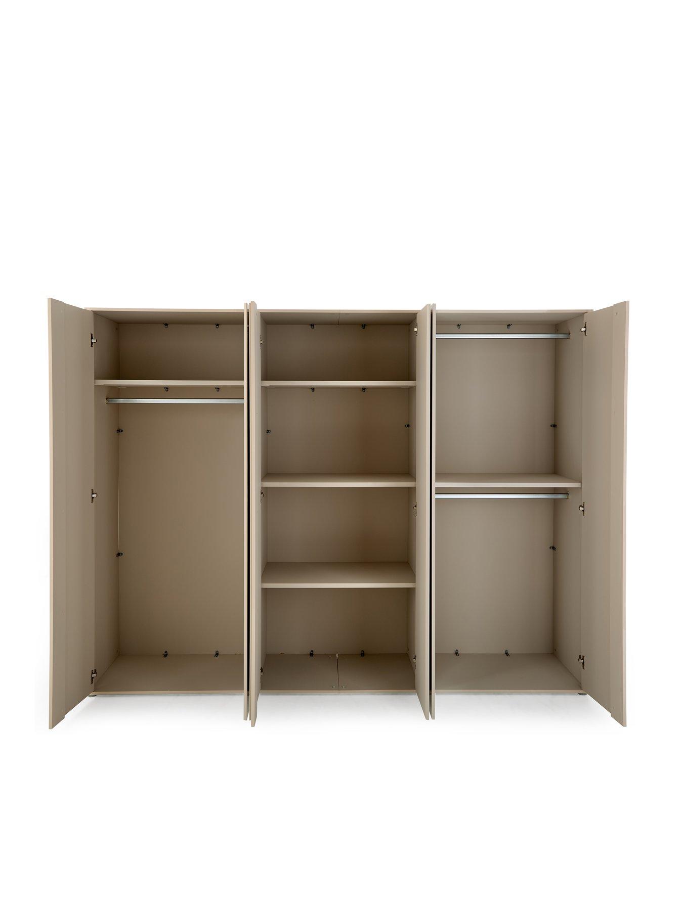 Image 4 of 7 of The Very Collection Layton Gloss 6 Door Wardrobe - Oatmeal - FSC&reg; Certified