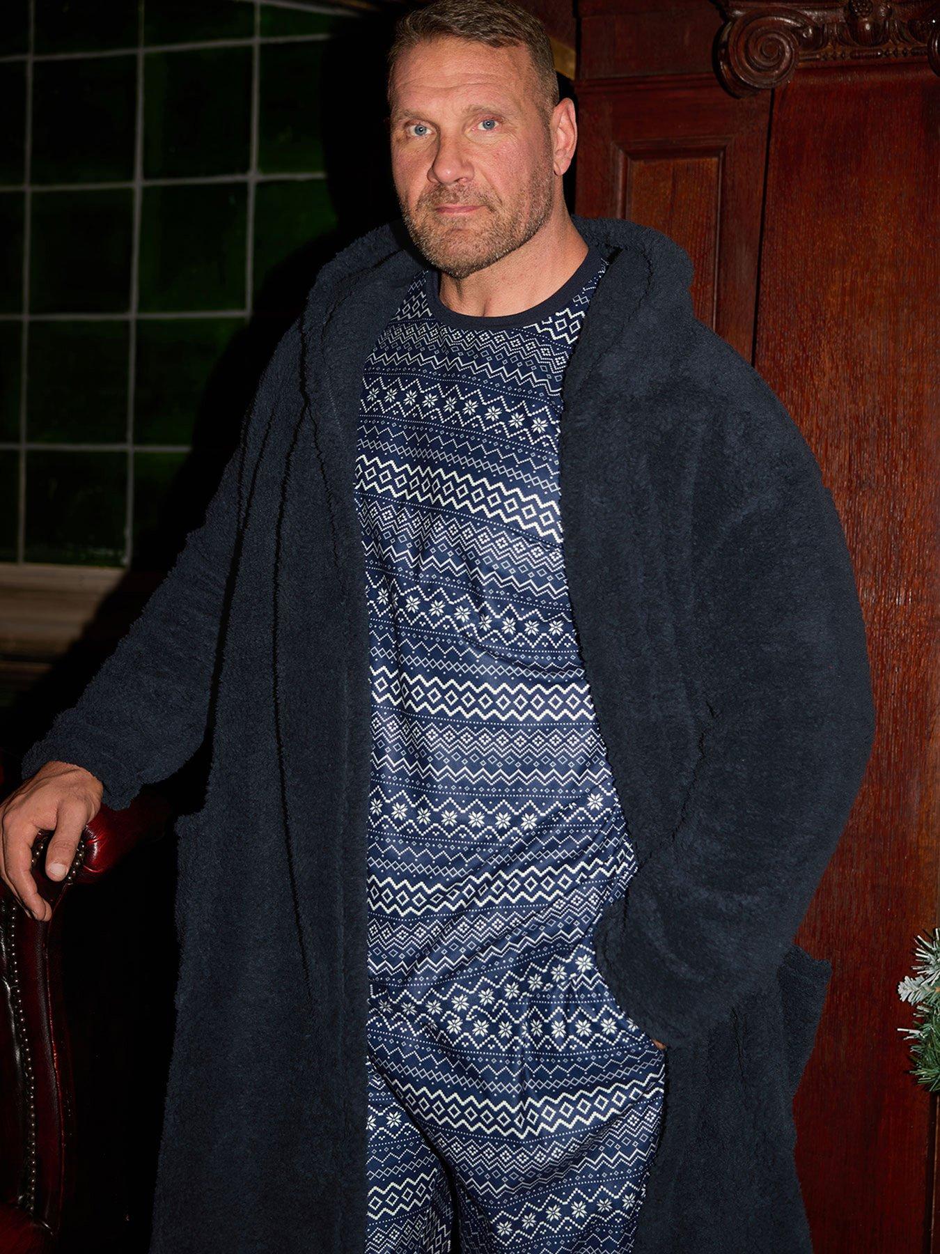 Image 3 of 4 of BadRhino Fairisle Top &amp; Bottom Fleece Lounge Set - Blue
