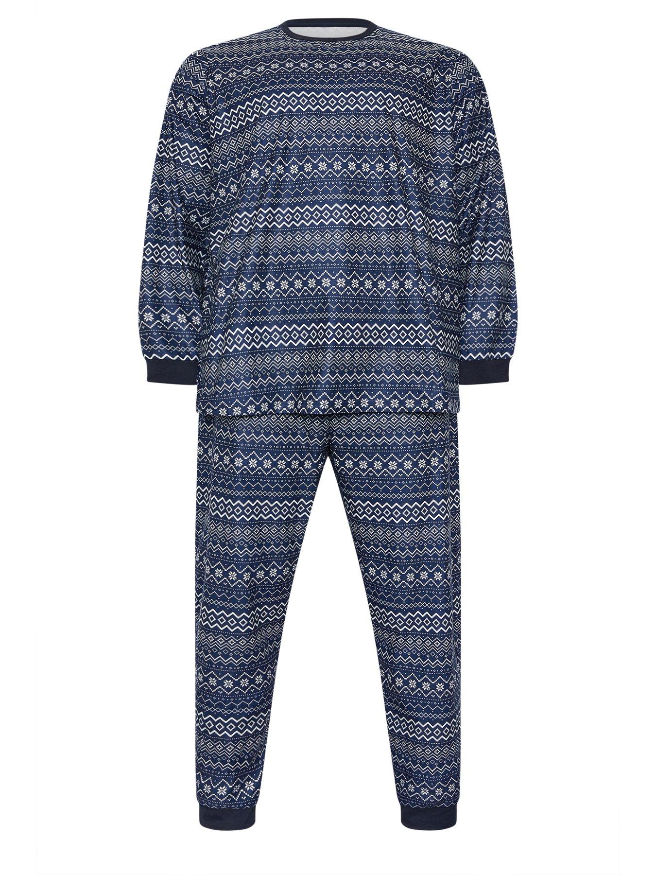 Image 4 of 4 of BadRhino Fairisle Top &amp; Bottom Fleece Lounge Set - Blue