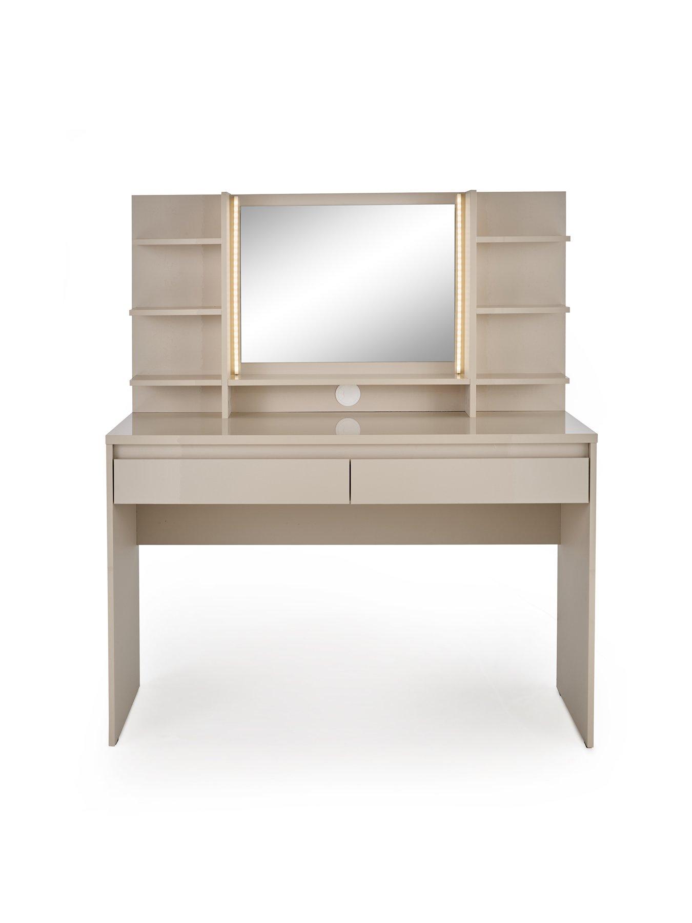 The Very Collection Layton Lit Gloss Dressing Table with Mirror - Oatmeal -  FSC Certified | Littlewoods