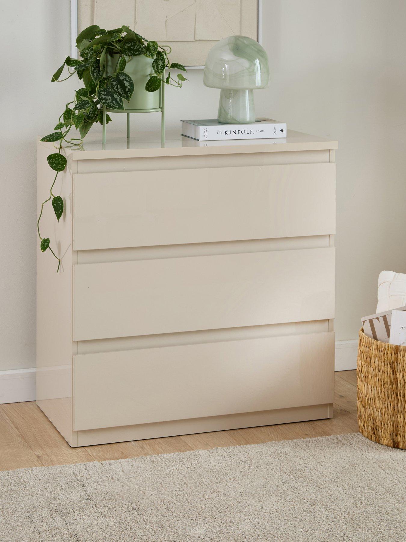 The Very Collection Layton Gloss 3 Drawer Chest - Oatmeal - FSC® Certified