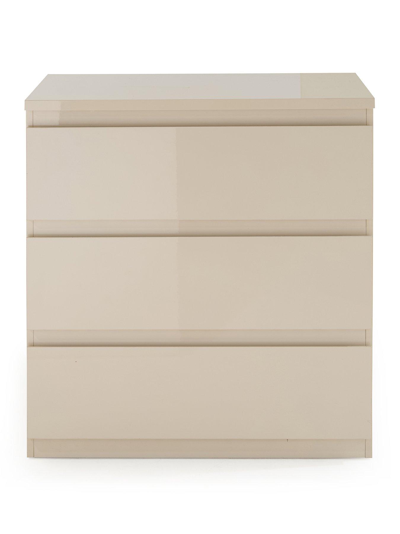 Image 2 of 7 of The Very Collection Layton Gloss 3 Drawer Chest - Oatmeal - FSC&reg; Certified