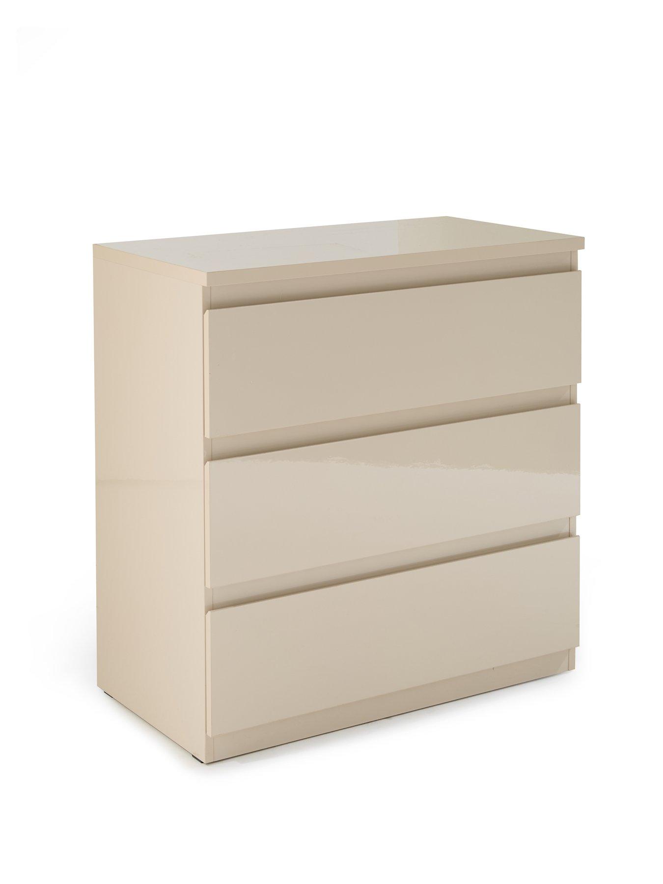 Image 3 of 7 of The Very Collection Layton Gloss 3 Drawer Chest - Oatmeal - FSC&reg; Certified