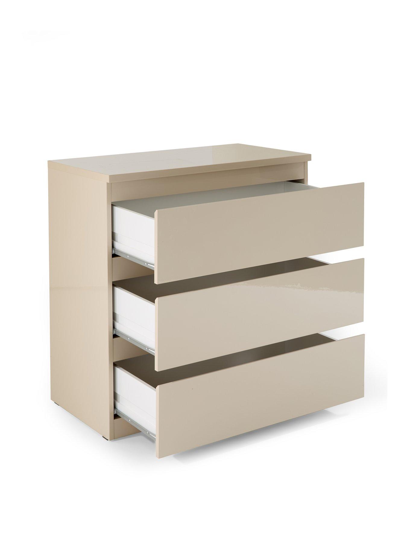 Image 4 of 7 of The Very Collection Layton Gloss 3 Drawer Chest - Oatmeal - FSC&reg; Certified