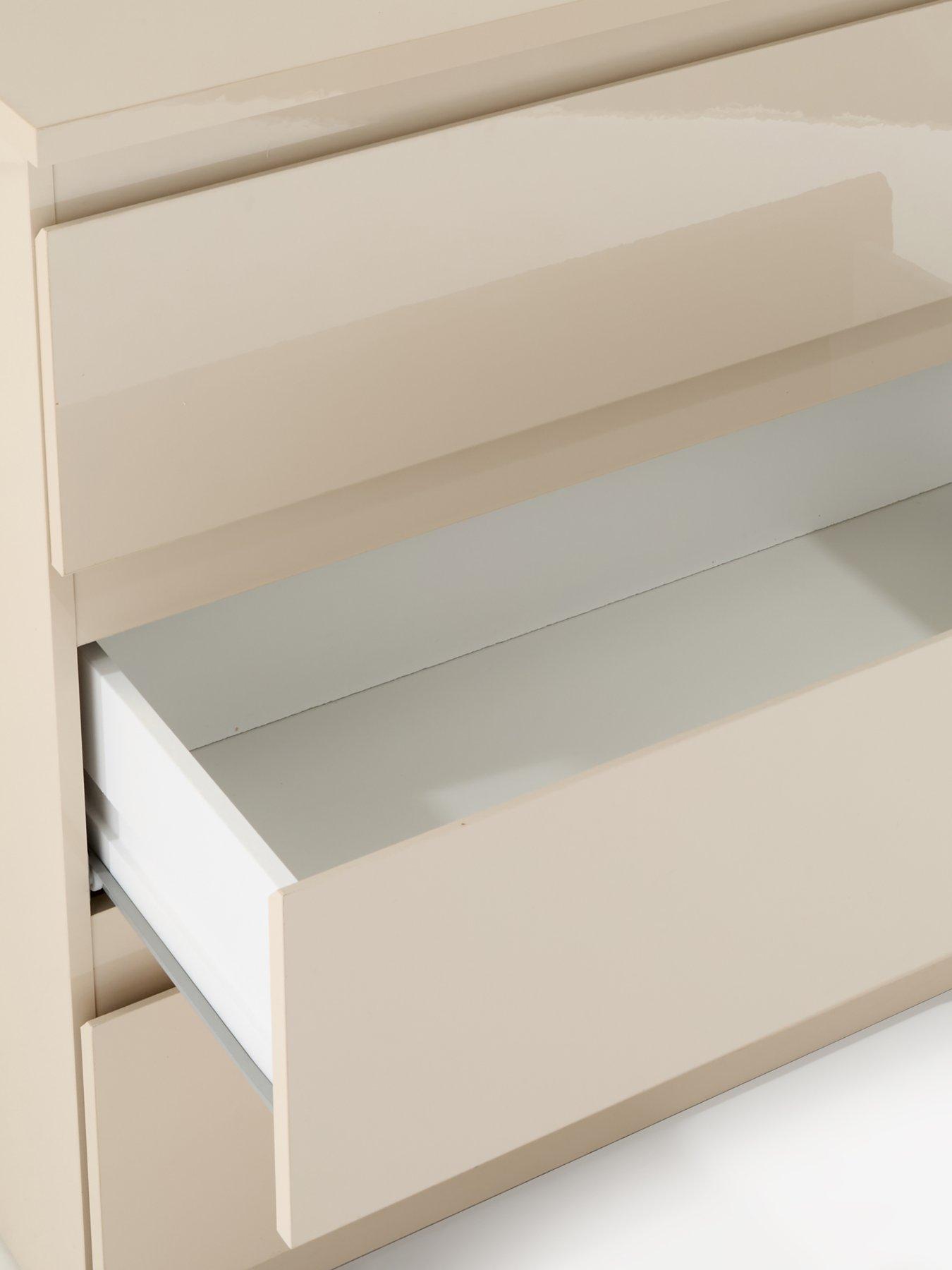 Image 5 of 7 of The Very Collection Layton Gloss 3 Drawer Chest - Oatmeal - FSC&reg; Certified