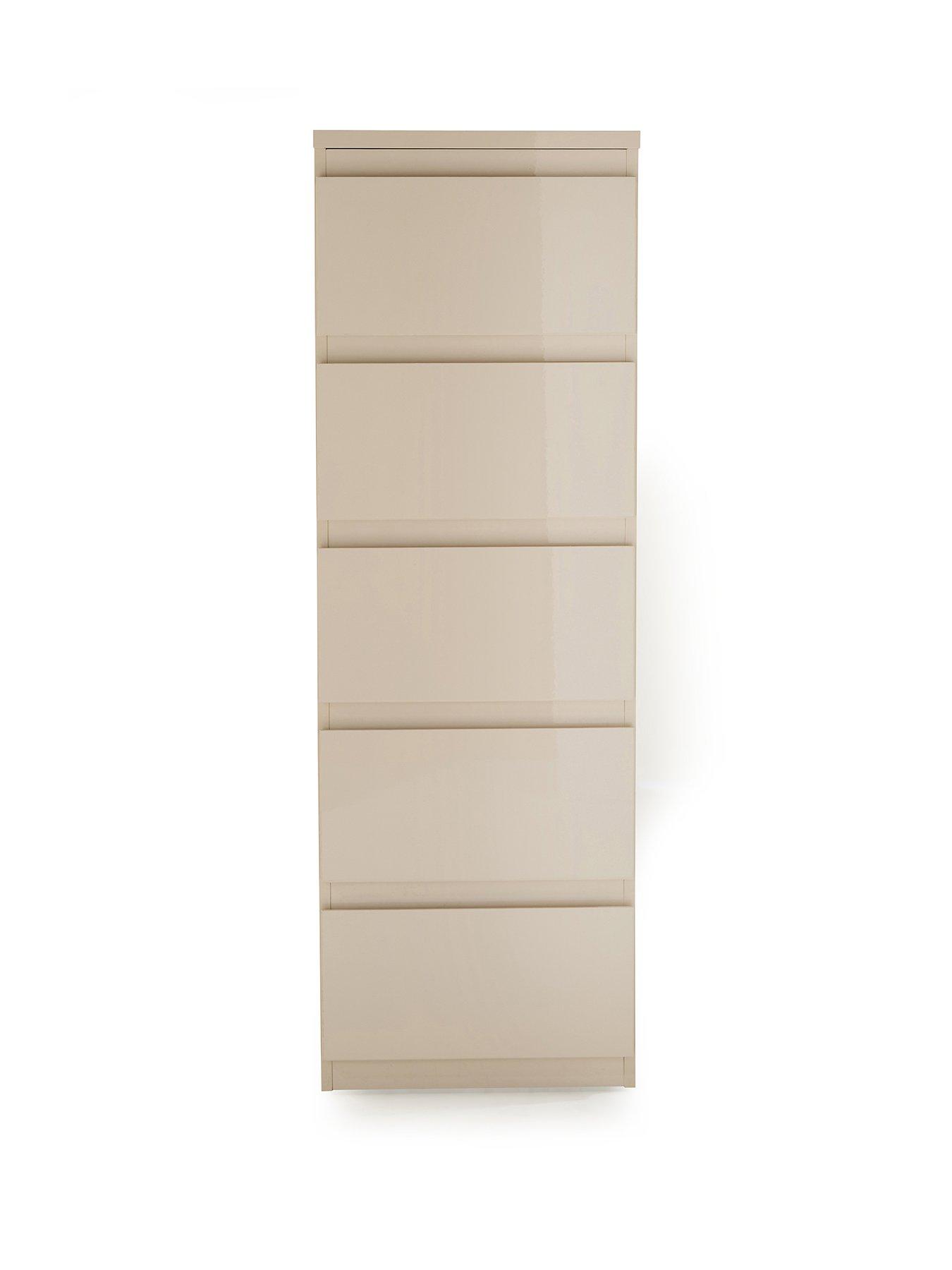 Image 2 of 7 of The Very Collection Layton Gloss 5 Drawer Narrow Chest - Oatmeal