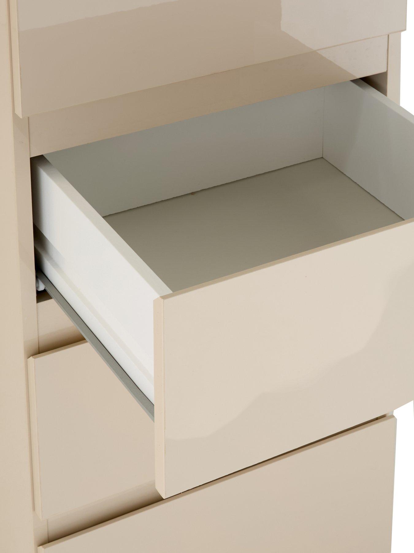 Image 5 of 7 of The Very Collection Layton Gloss 5 Drawer Narrow Chest - Oatmeal