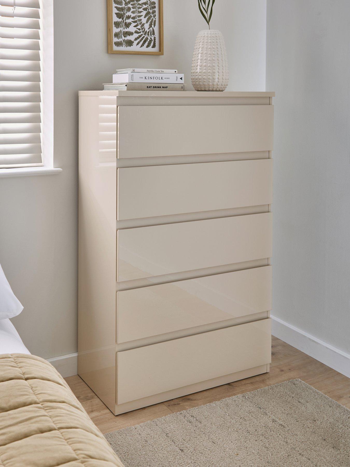 The Very Collection Layton Gloss 5 Drawer Chest - Oatmeal - FSC® Certified