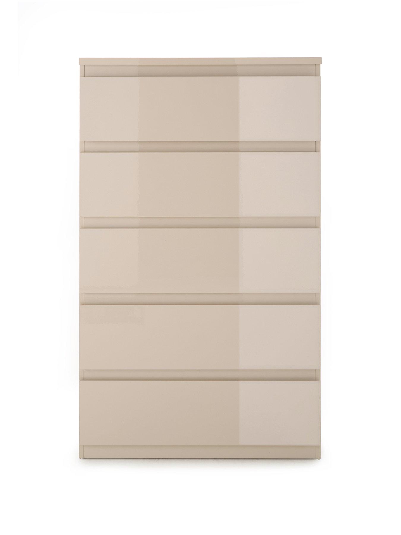 Image 2 of 7 of The Very Collection Layton Gloss 5 Drawer Chest - Oatmeal - FSC&reg; Certified