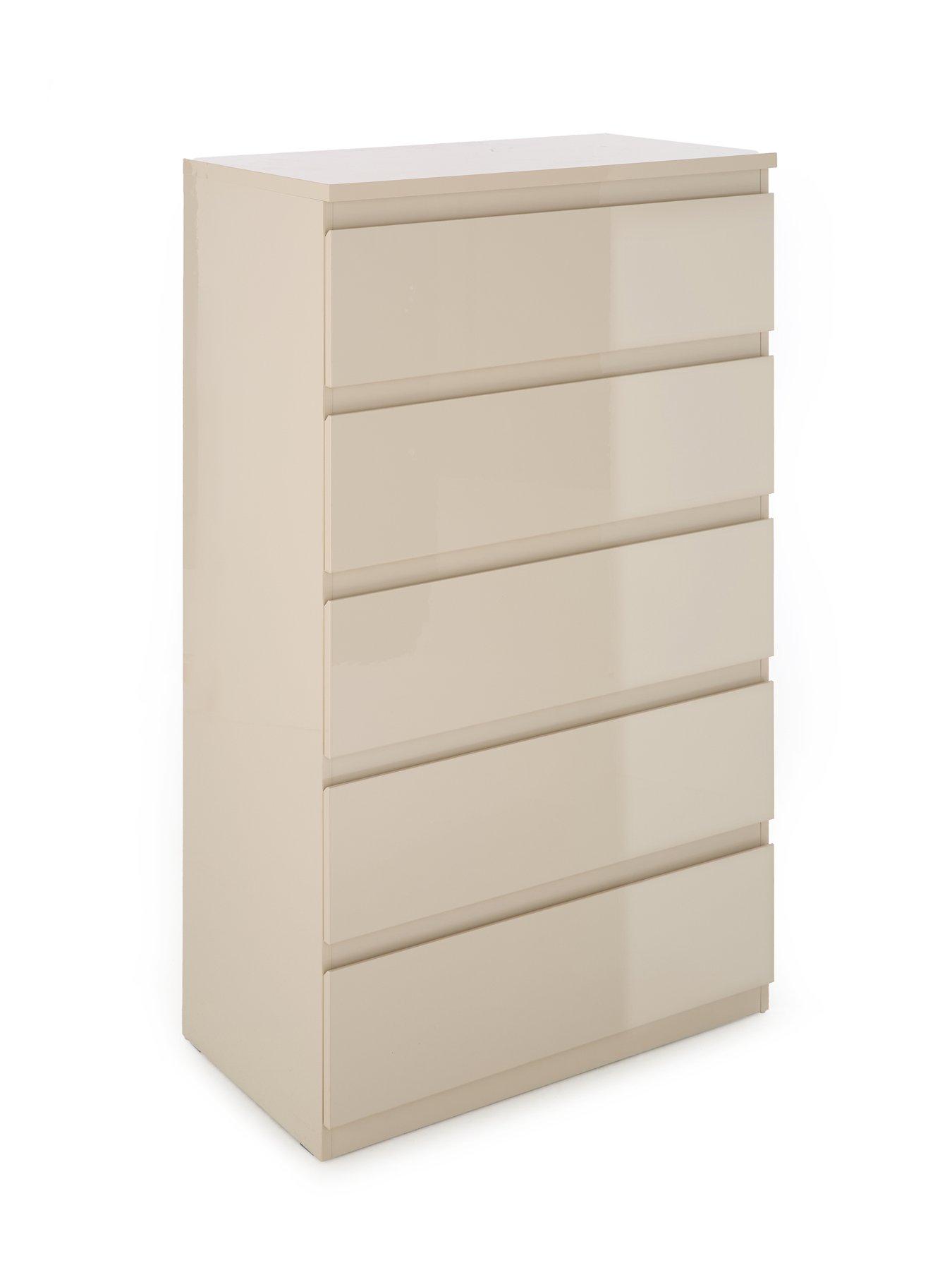 Image 3 of 7 of The Very Collection Layton Gloss 5 Drawer Chest - Oatmeal - FSC&reg; Certified