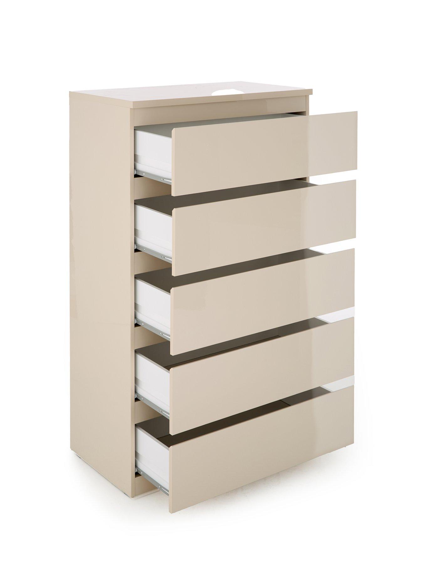Image 4 of 7 of The Very Collection Layton Gloss 5 Drawer Chest - Oatmeal - FSC&reg; Certified