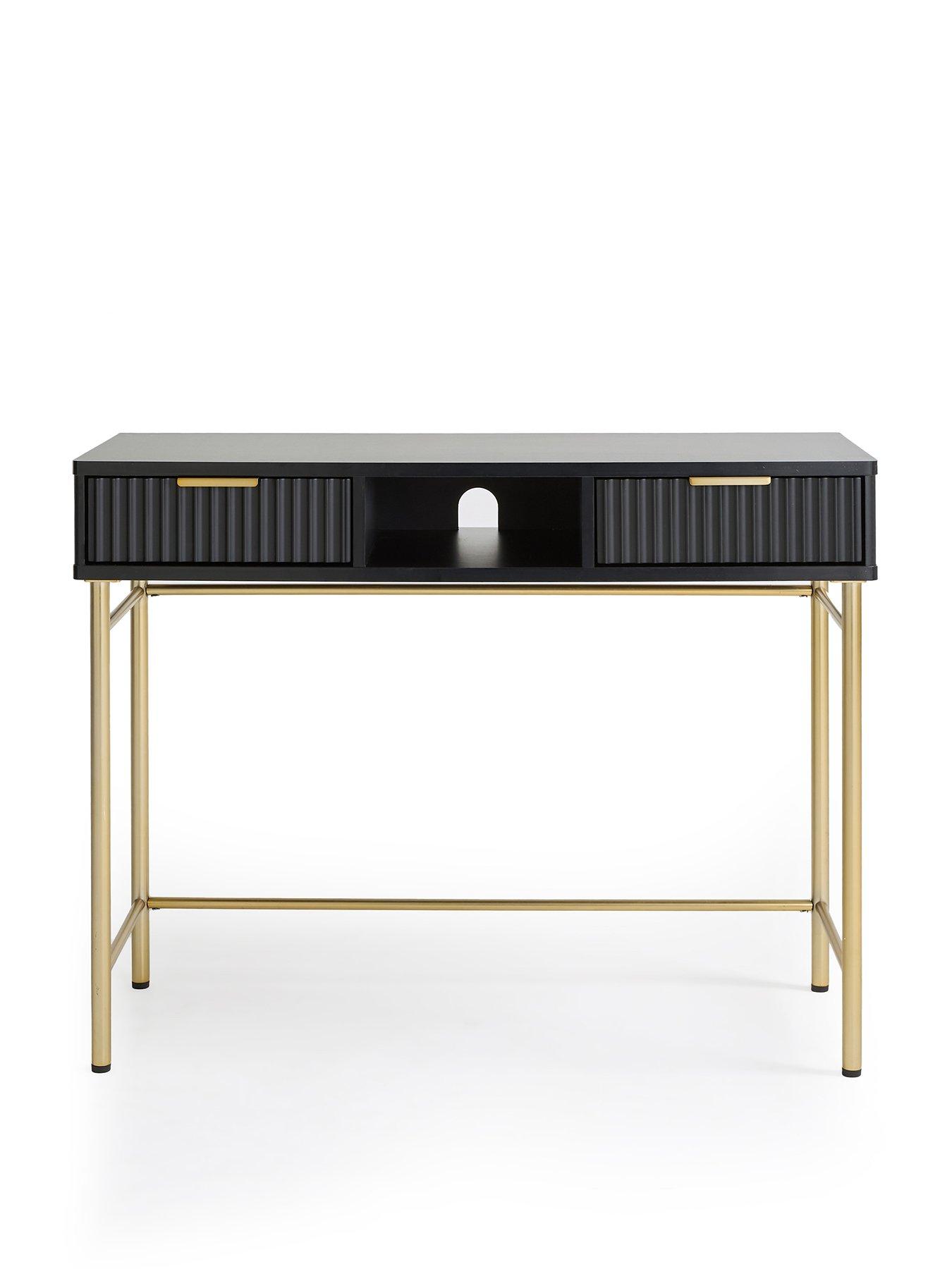 Image 2 of 6 of The Very Collection Cora Desk - Black/Brass