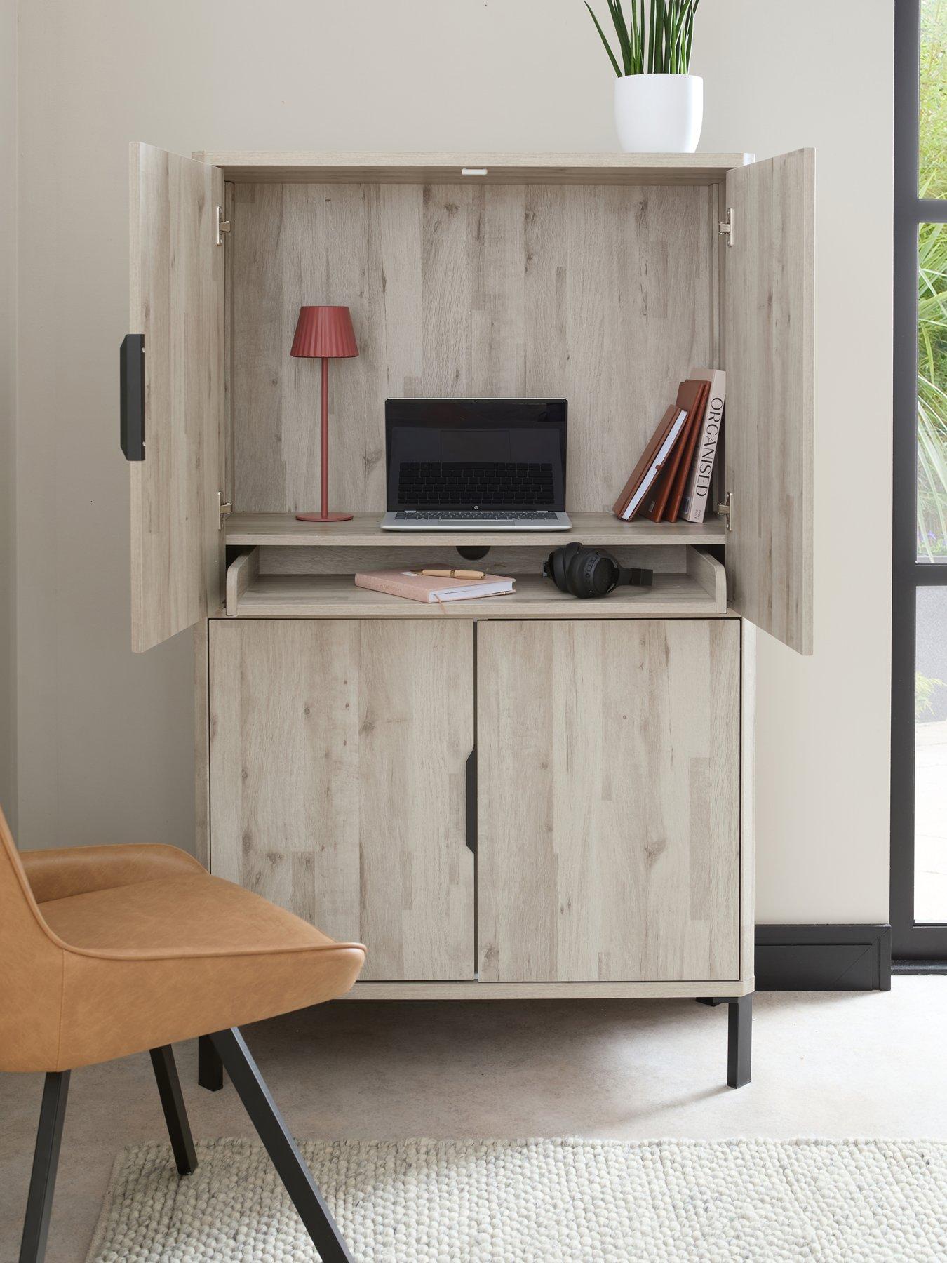 The Very Collection Harlem Hidden Cupboard Desk - Grey Oak - FSC® Certified