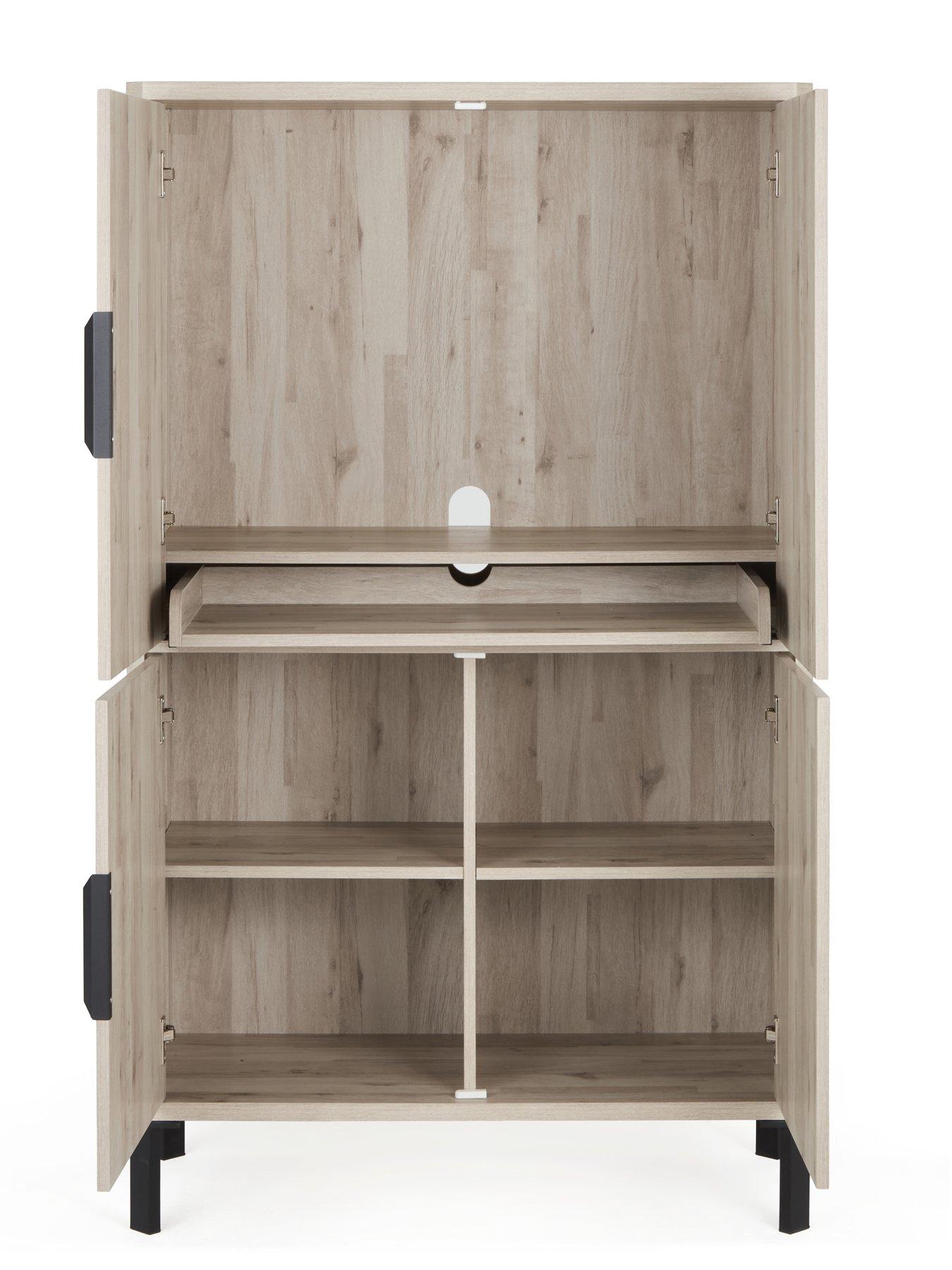  image of the-very-collection-harlem-hidden-cupboard-desk-grey-oaknbsp--fscreg-certified