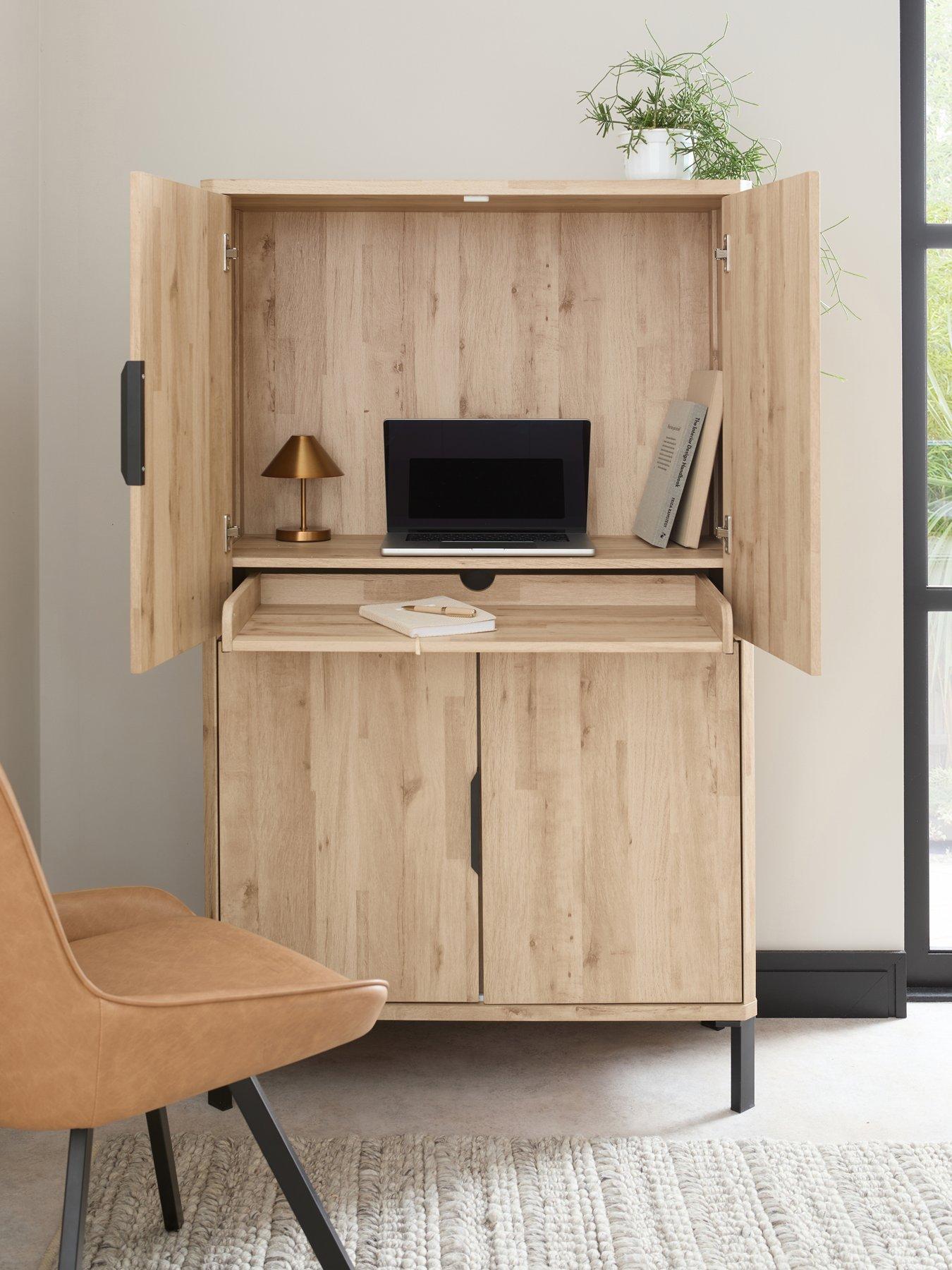 The Very Collection Harlem Hidden Cupboard Desk - Light Oak - FSC® Certified