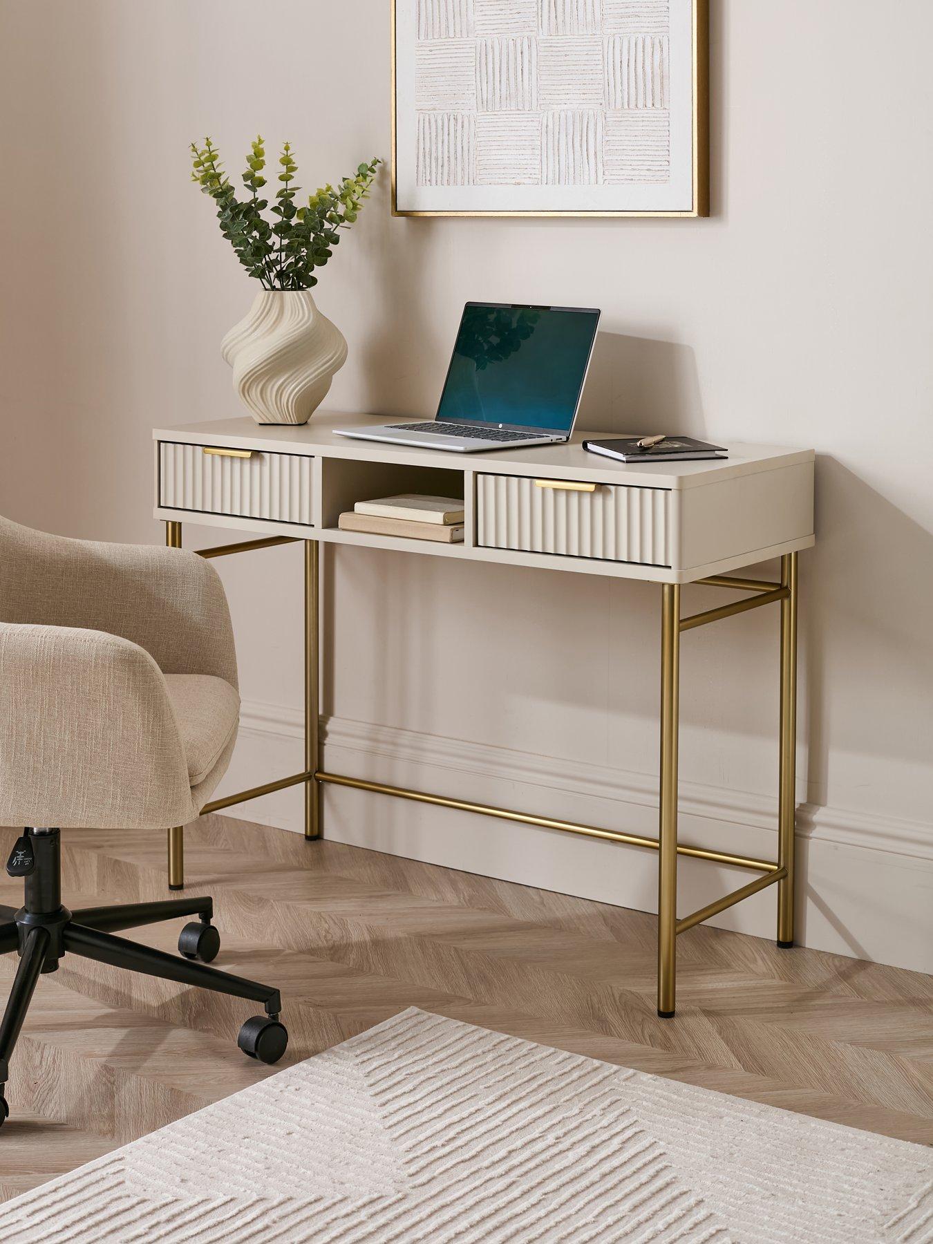 The Very Collection Cora Desk - Ivory/Brass