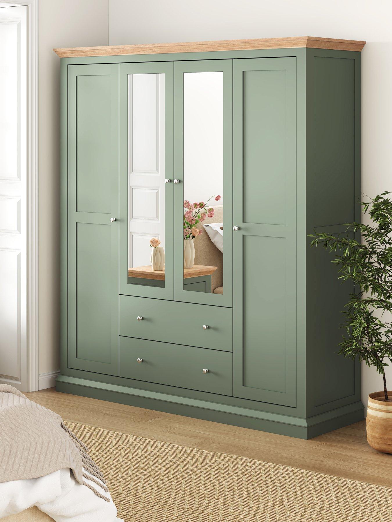 The Very Collection Hanna 4 Door Mirrored Combi Wardrobe - Green