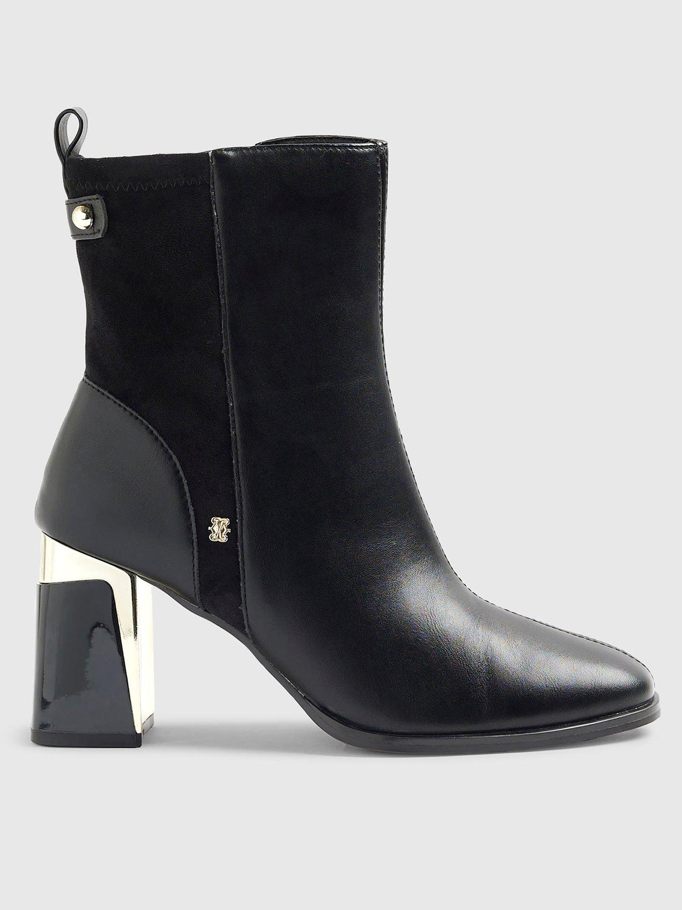 Image 2 of 6 of River Island Stretch Block Heel Ankle Boot - Black