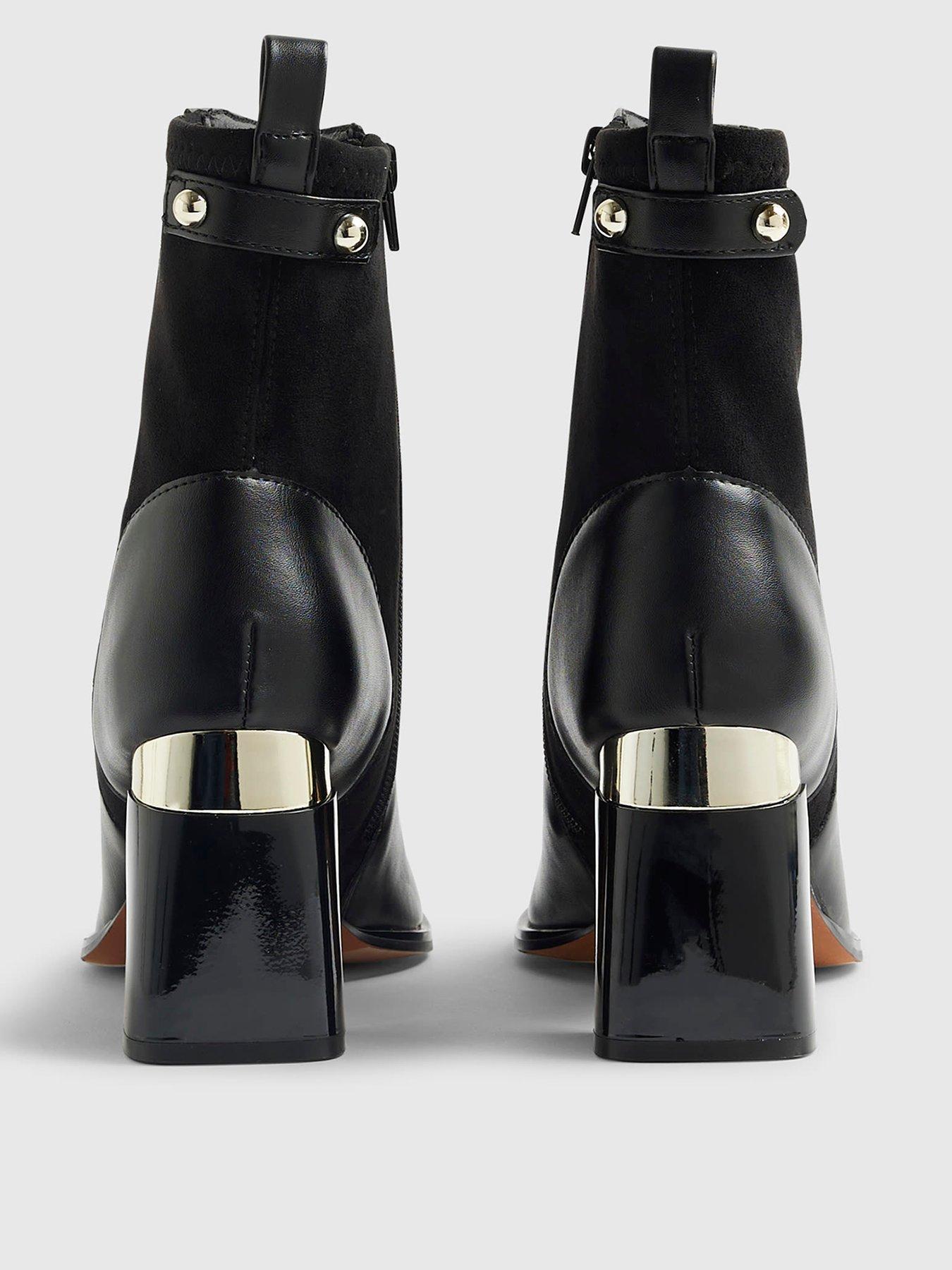 Image 3 of 6 of River Island Stretch Block Heel Ankle Boot - Black