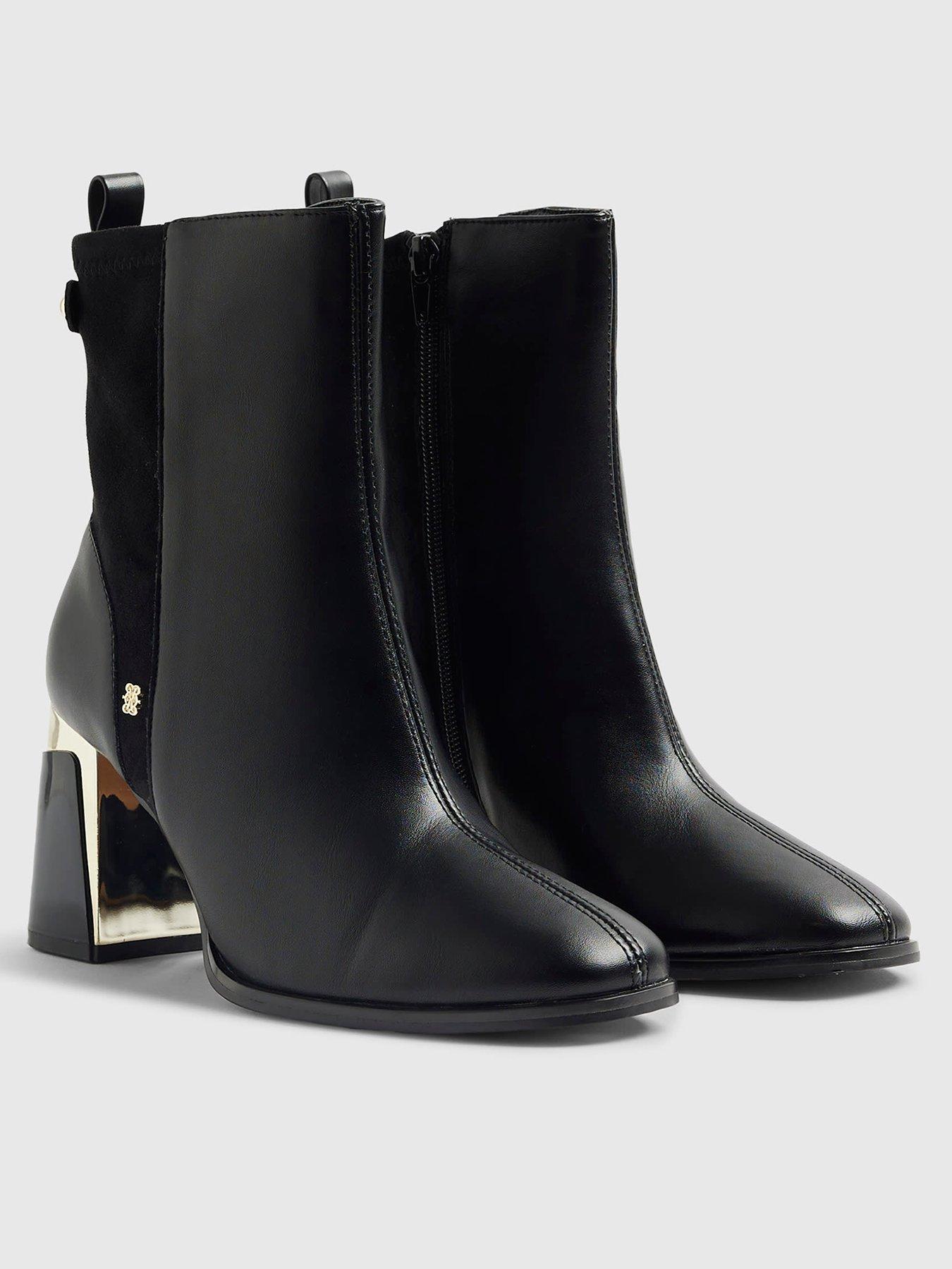Image 4 of 6 of River Island Stretch Block Heel Ankle Boot - Black