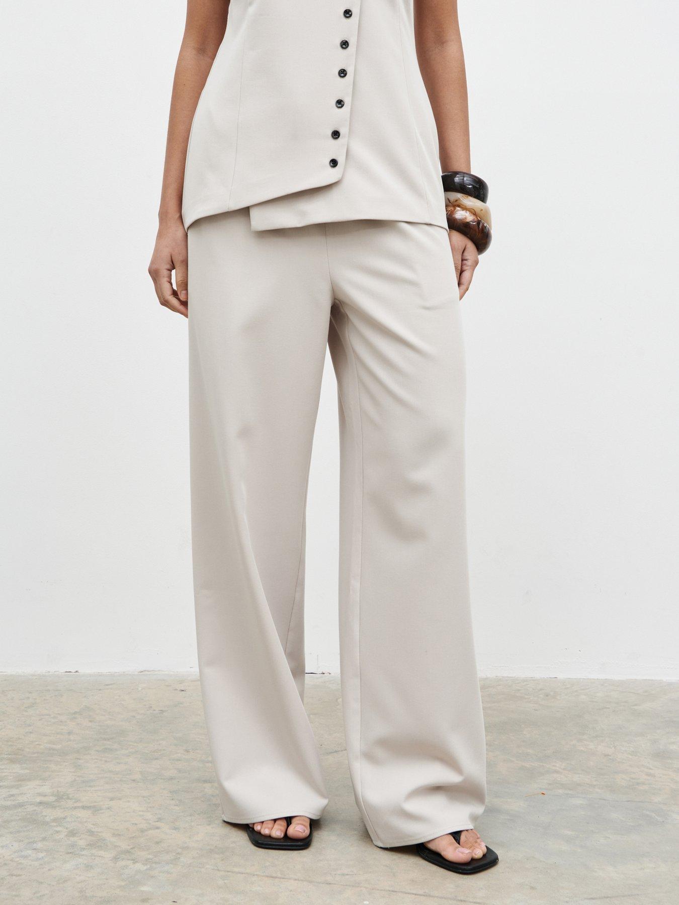 Pretty Lavish Brylee Tailored Drawstring Trousers - Stone