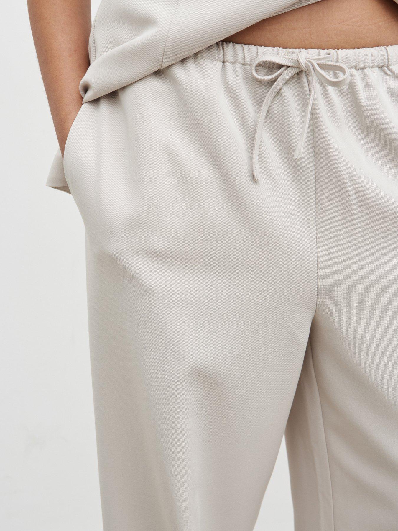 Image 3 of 4 of Pretty Lavish Brylee Tailored Drawstring Co-ord Trousers - Stone