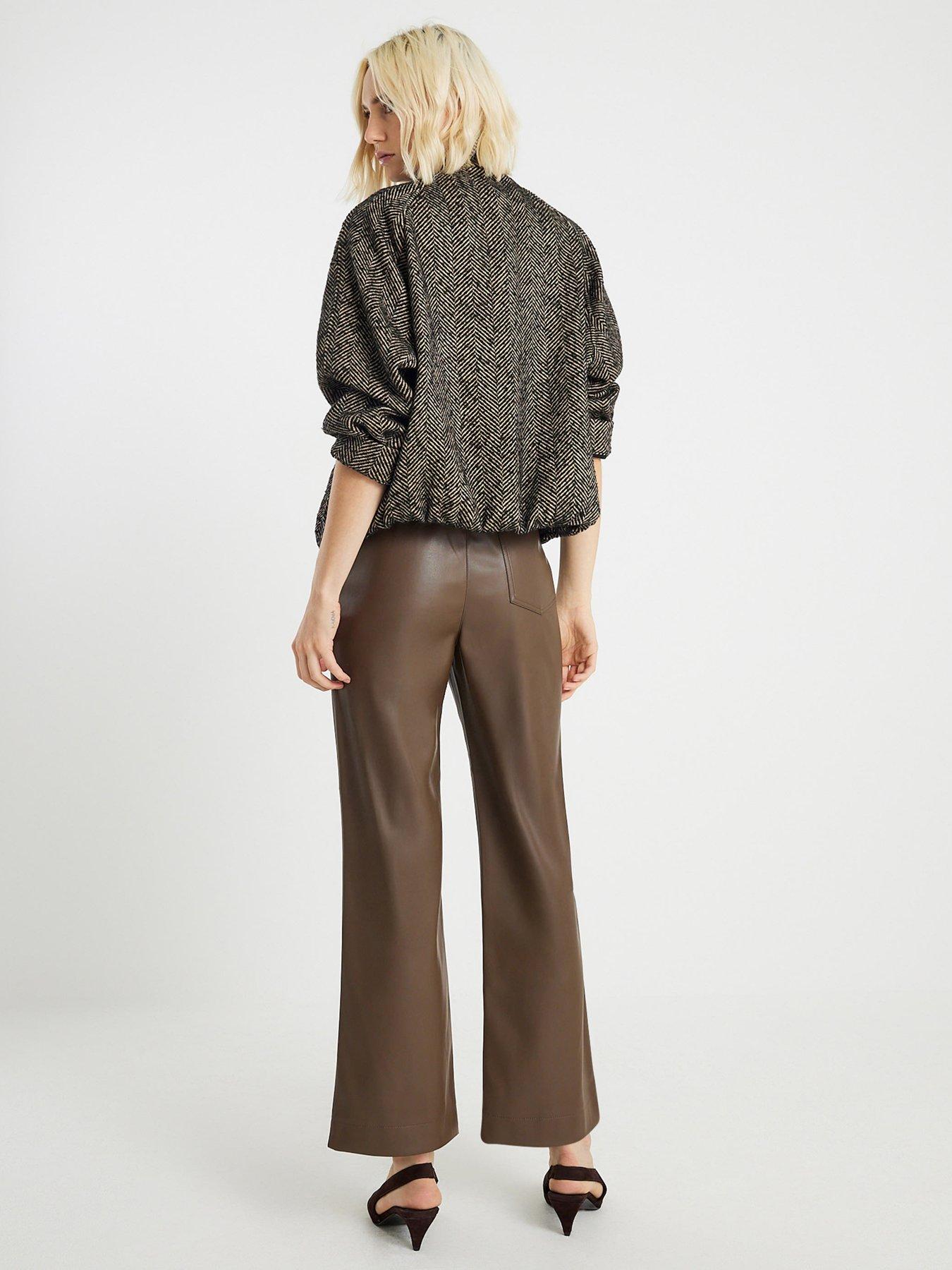stillFront image of river-island-petite-pu-elasticated-waist-trouser-brown