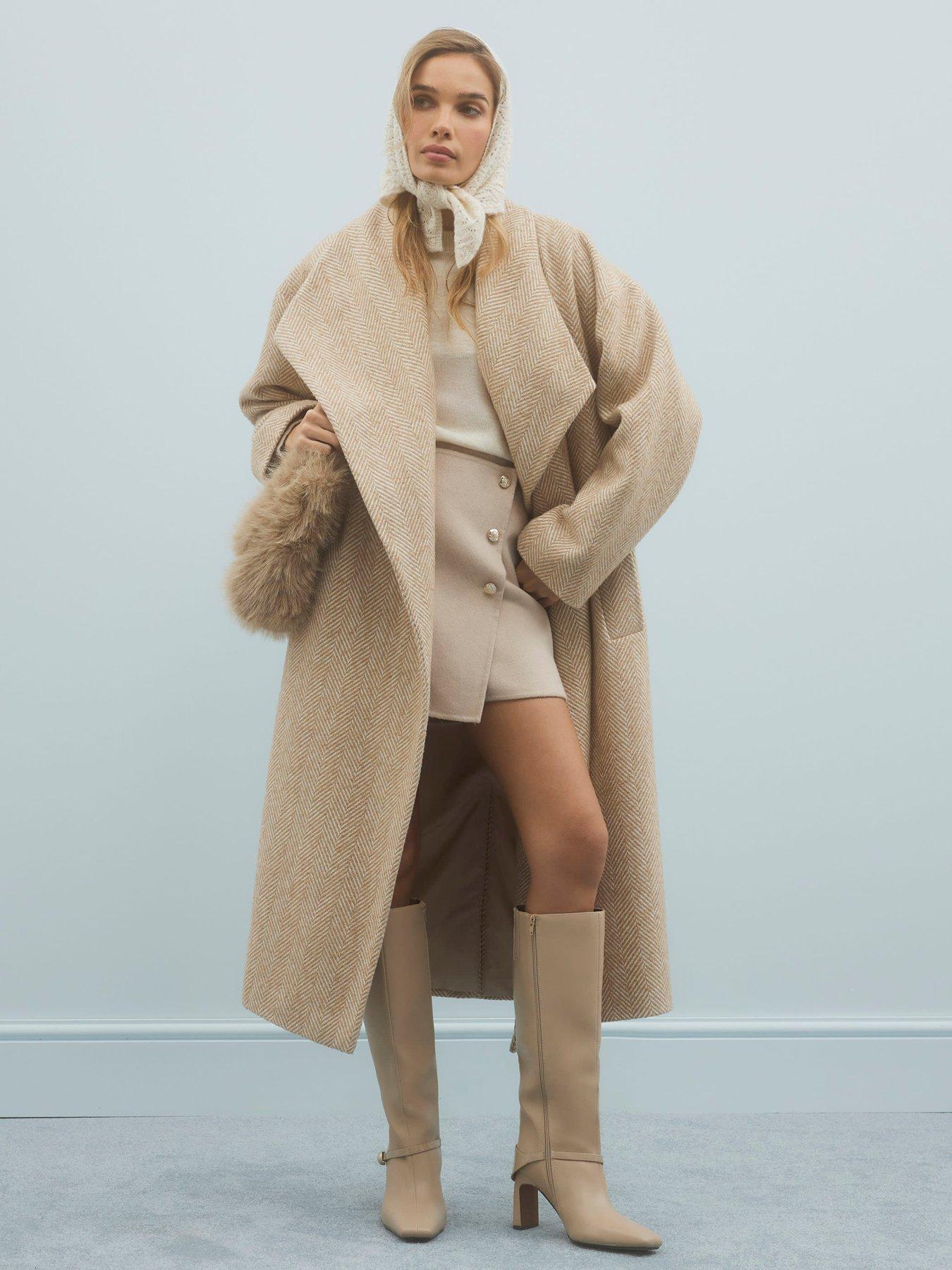  image of river-island-waterfall-collar-twill-coat-beige