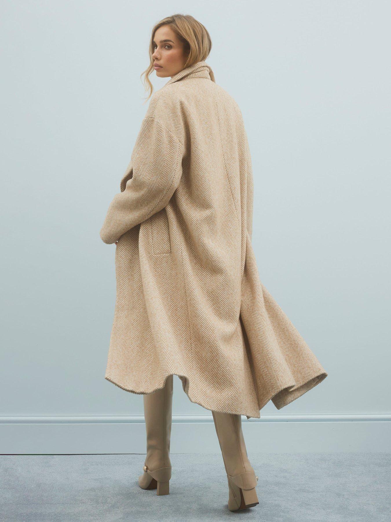  image of river-island-waterfall-collar-twill-coat-beige